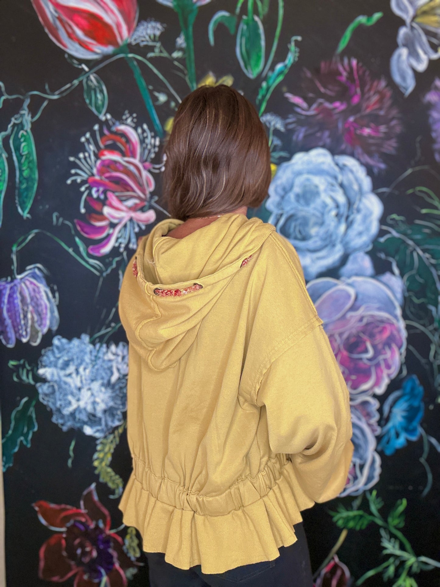 Mustard Ruffle Sweatshirt