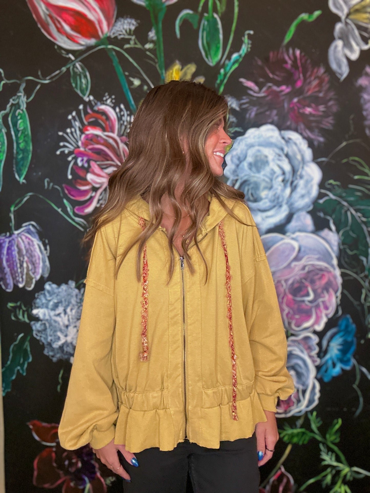 Mustard Ruffle Sweatshirt