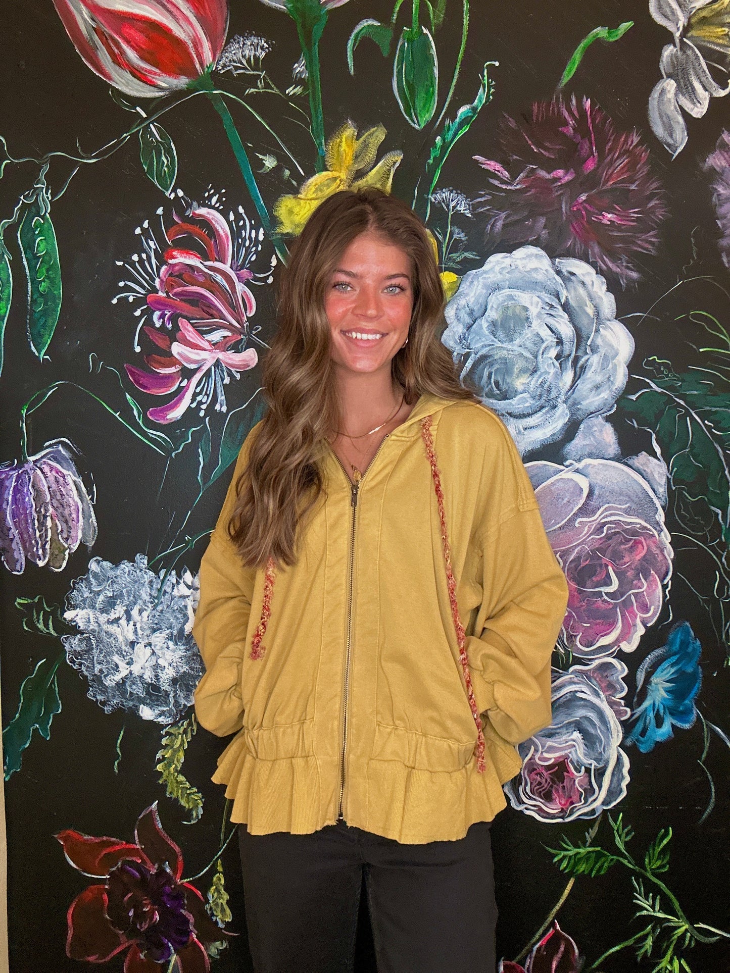 Mustard Ruffle Sweatshirt