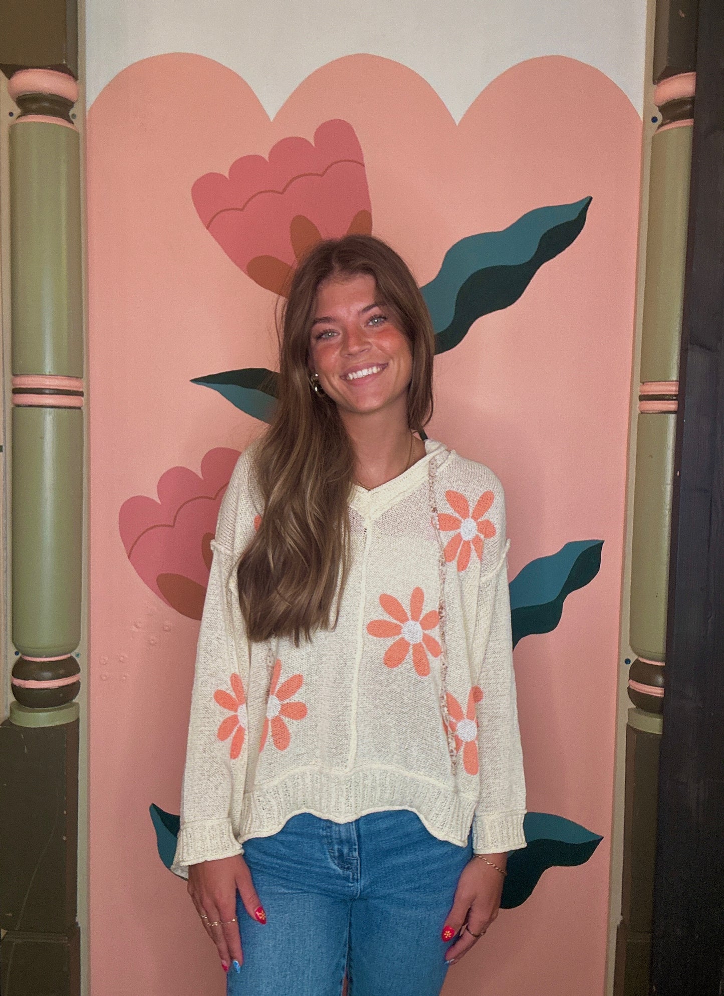 Floral Knit Hoodie