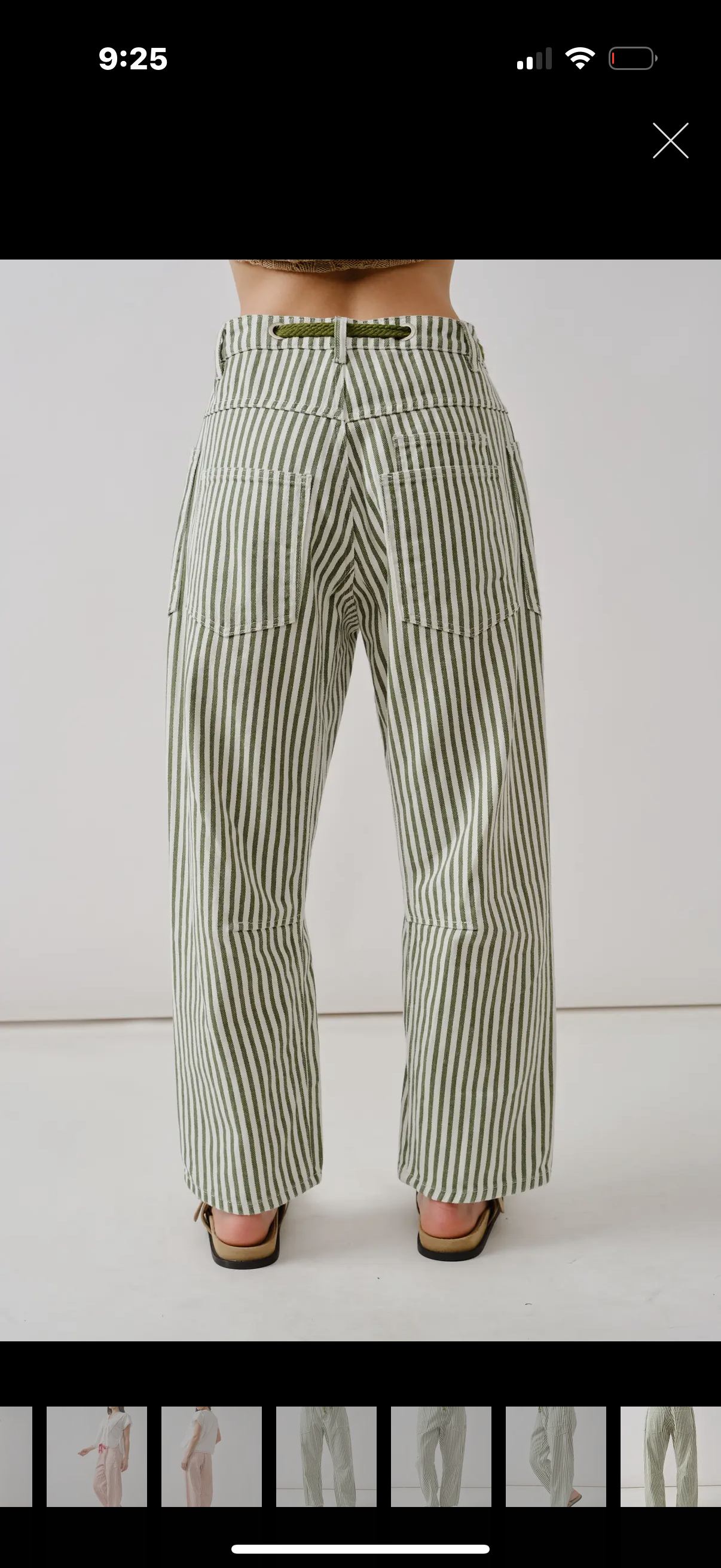 Olive Stripe Barrel Denim Pant