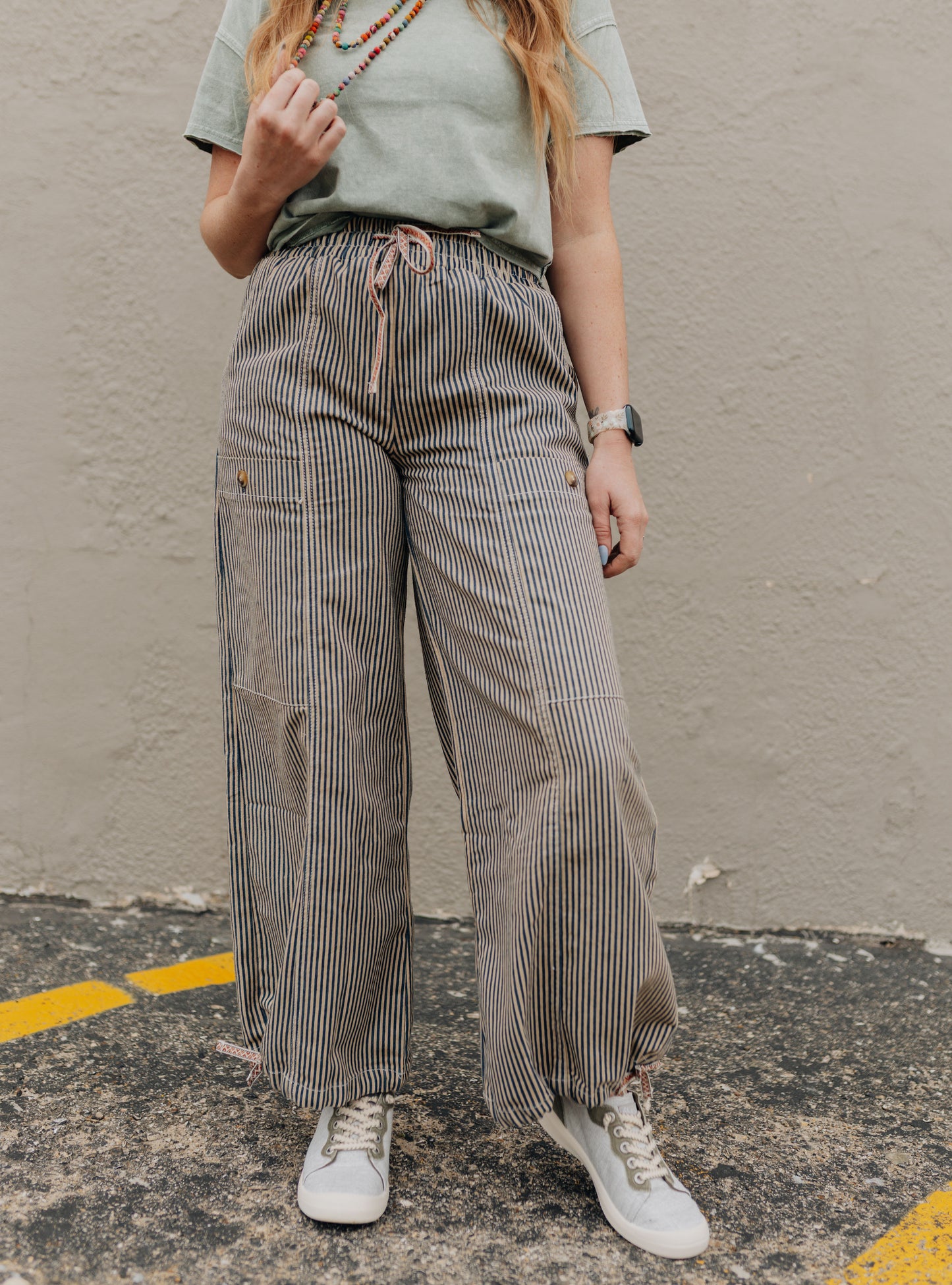 Latte & Blue Pinstripe Pant