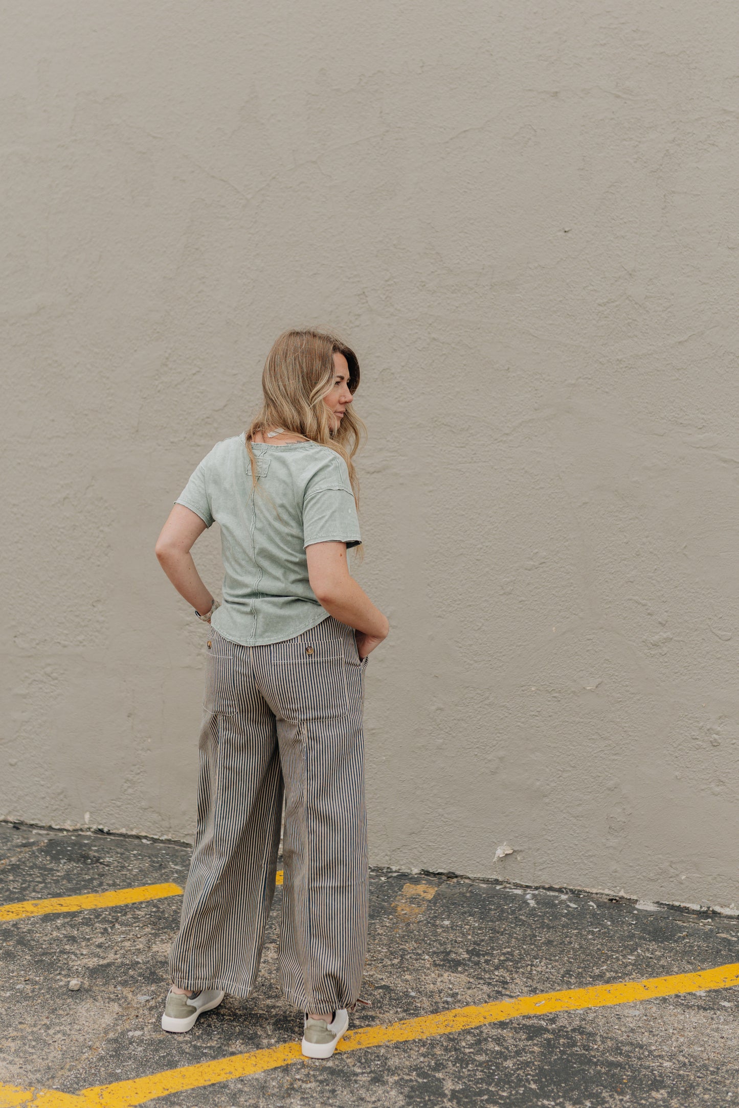 Latte & Blue Pinstripe Pant