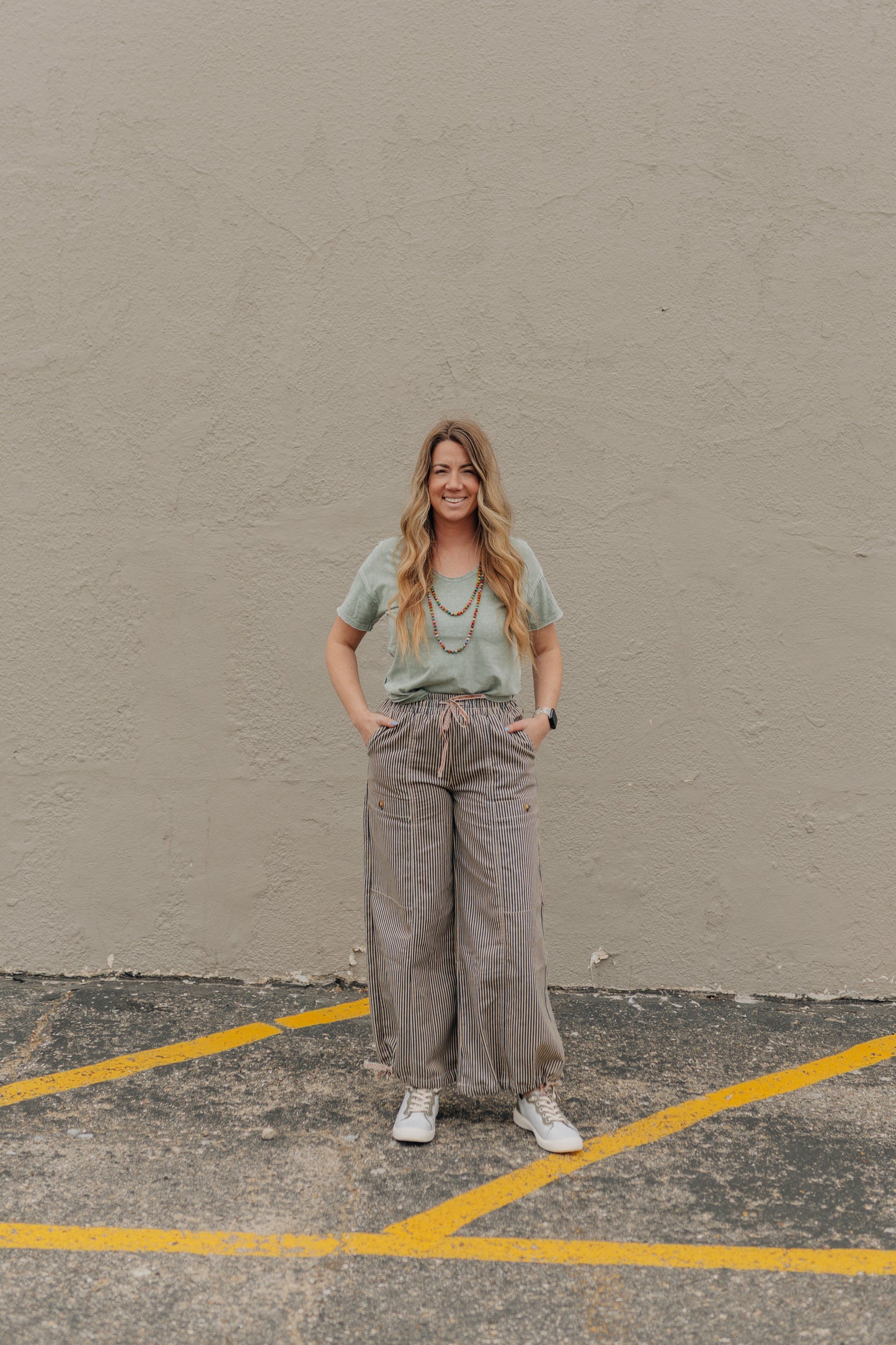 Latte & Blue Pinstripe Pant