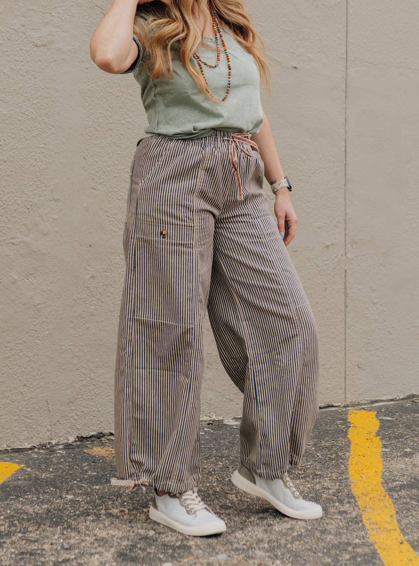 Latte & Blue Pinstripe Pant