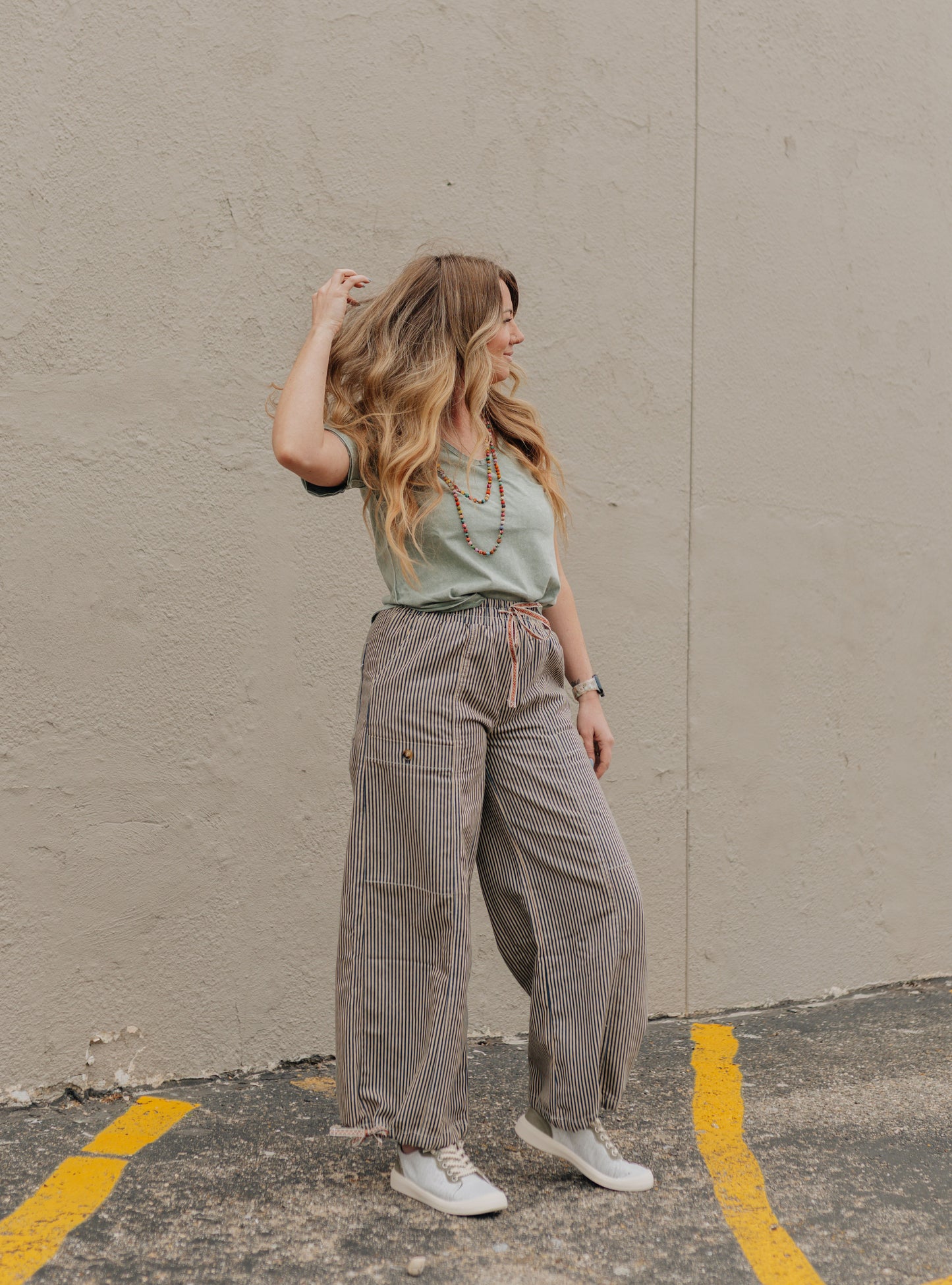 Latte & Blue Pinstripe Pant
