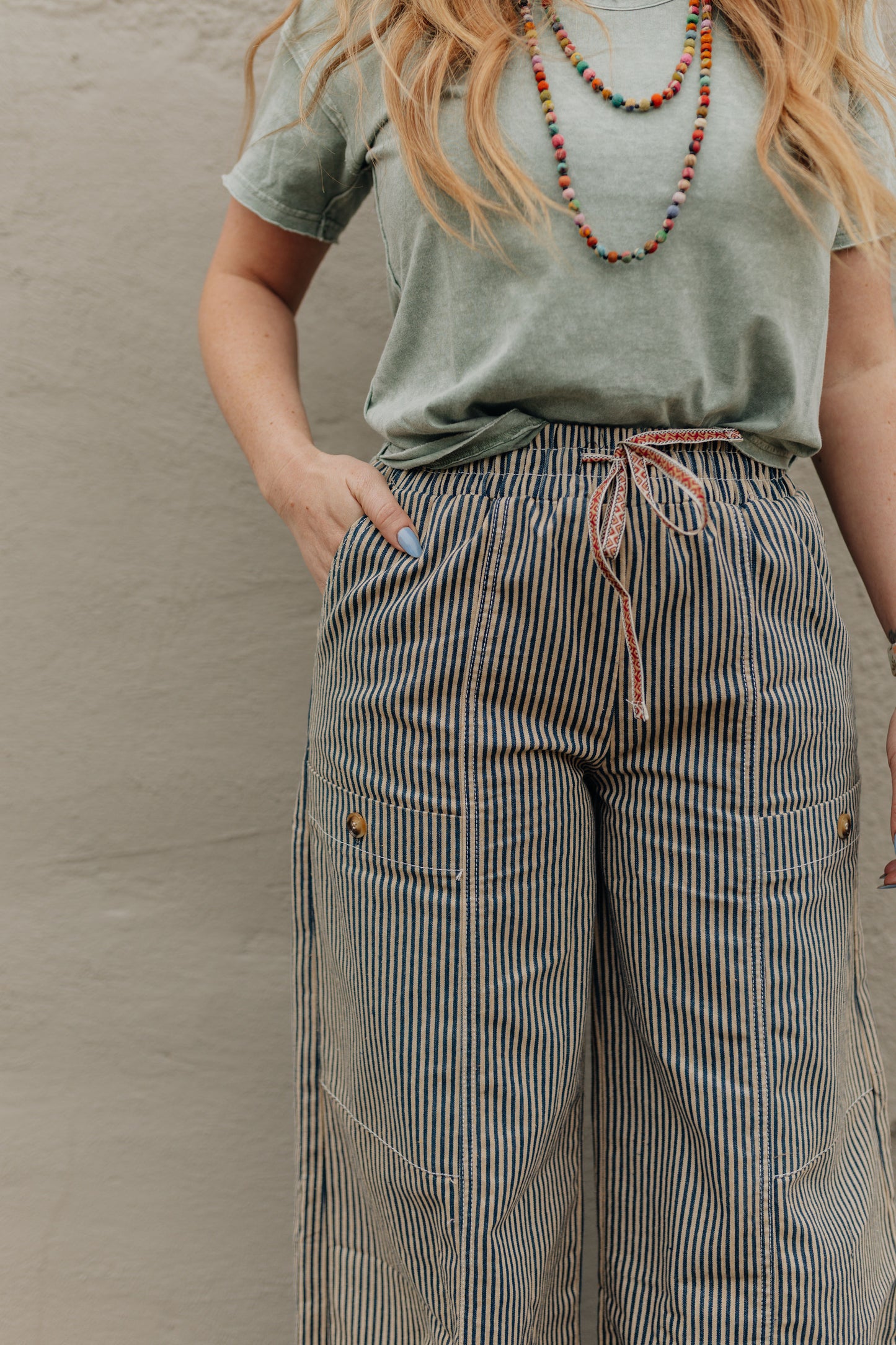 Latte & Blue Pinstripe Pant