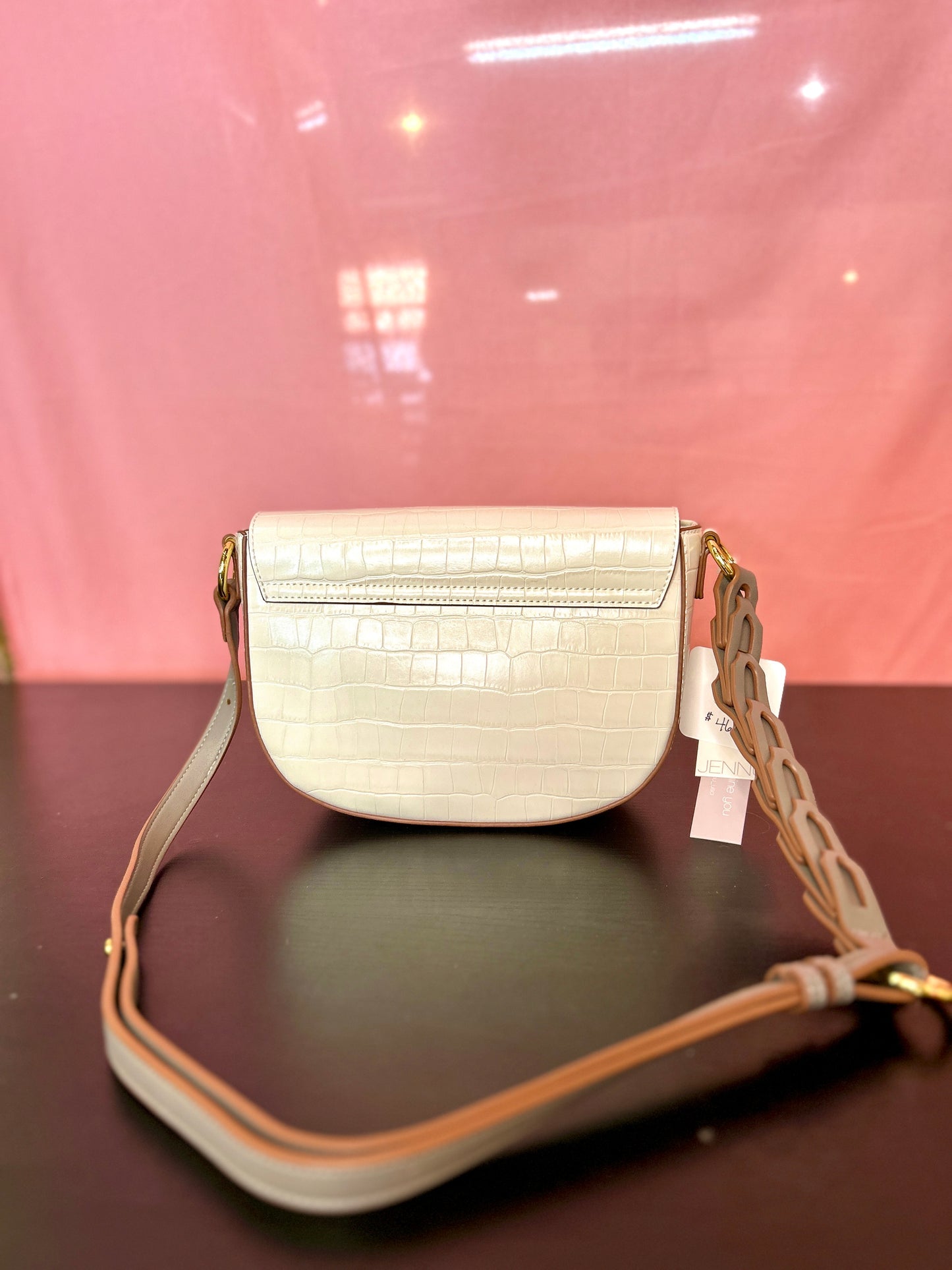 Classy White, Grey, and Gold Textured Purse