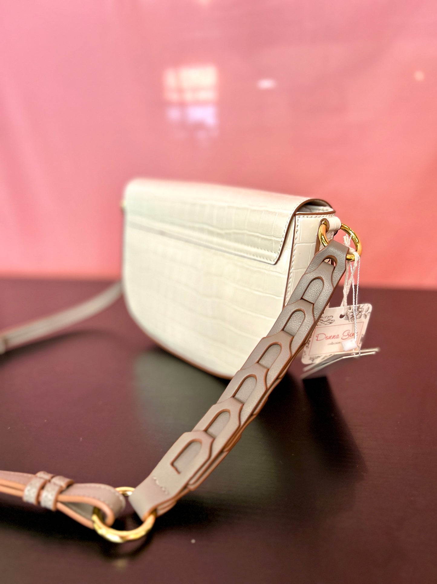 Classy White, Grey, and Gold Textured Purse