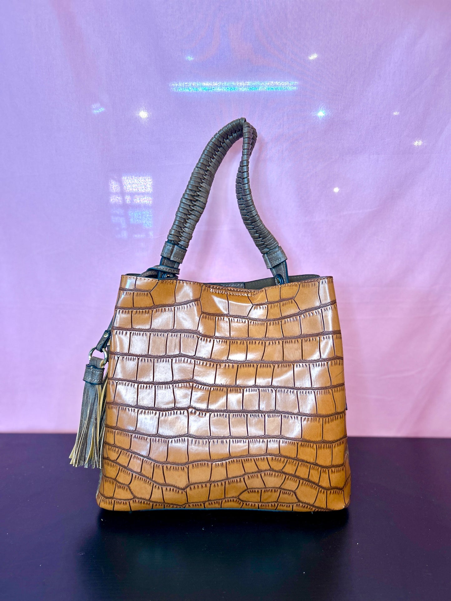 Brown Leather Tassel Purse