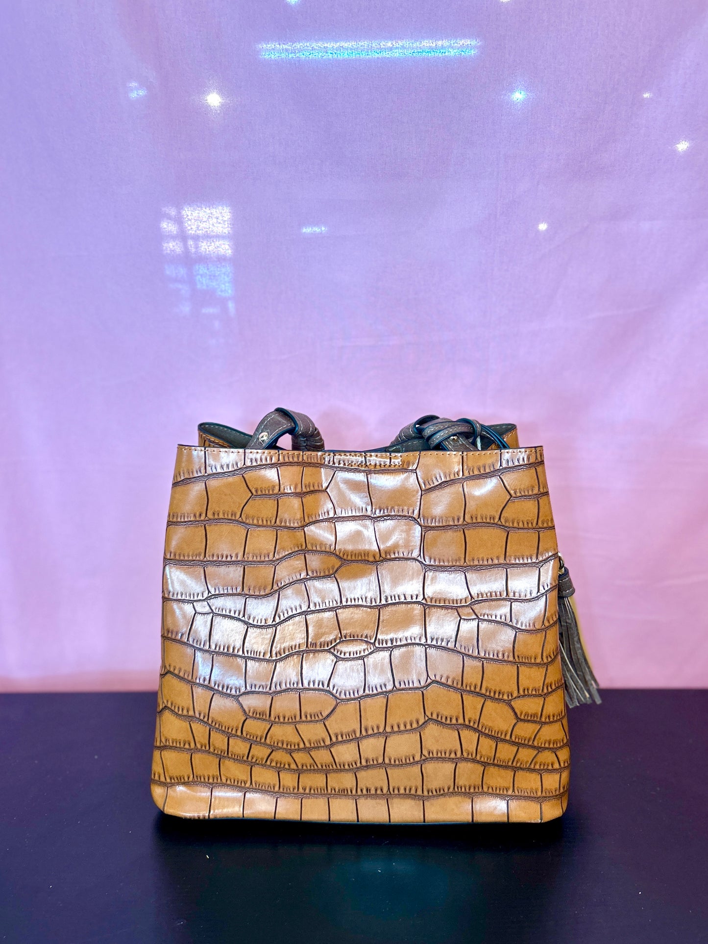 Brown Leather Tassel Purse