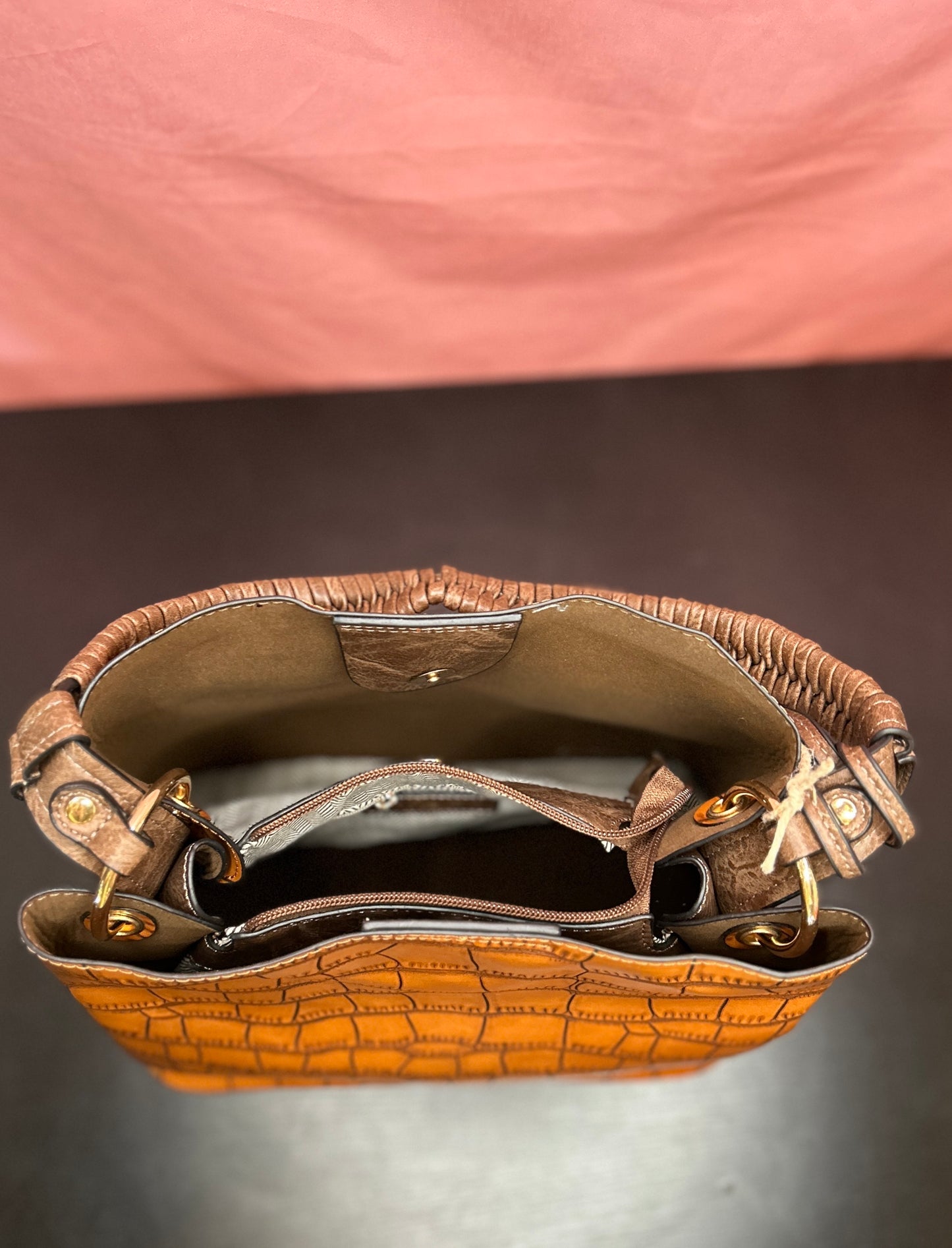 Brown Leather Tassel Purse