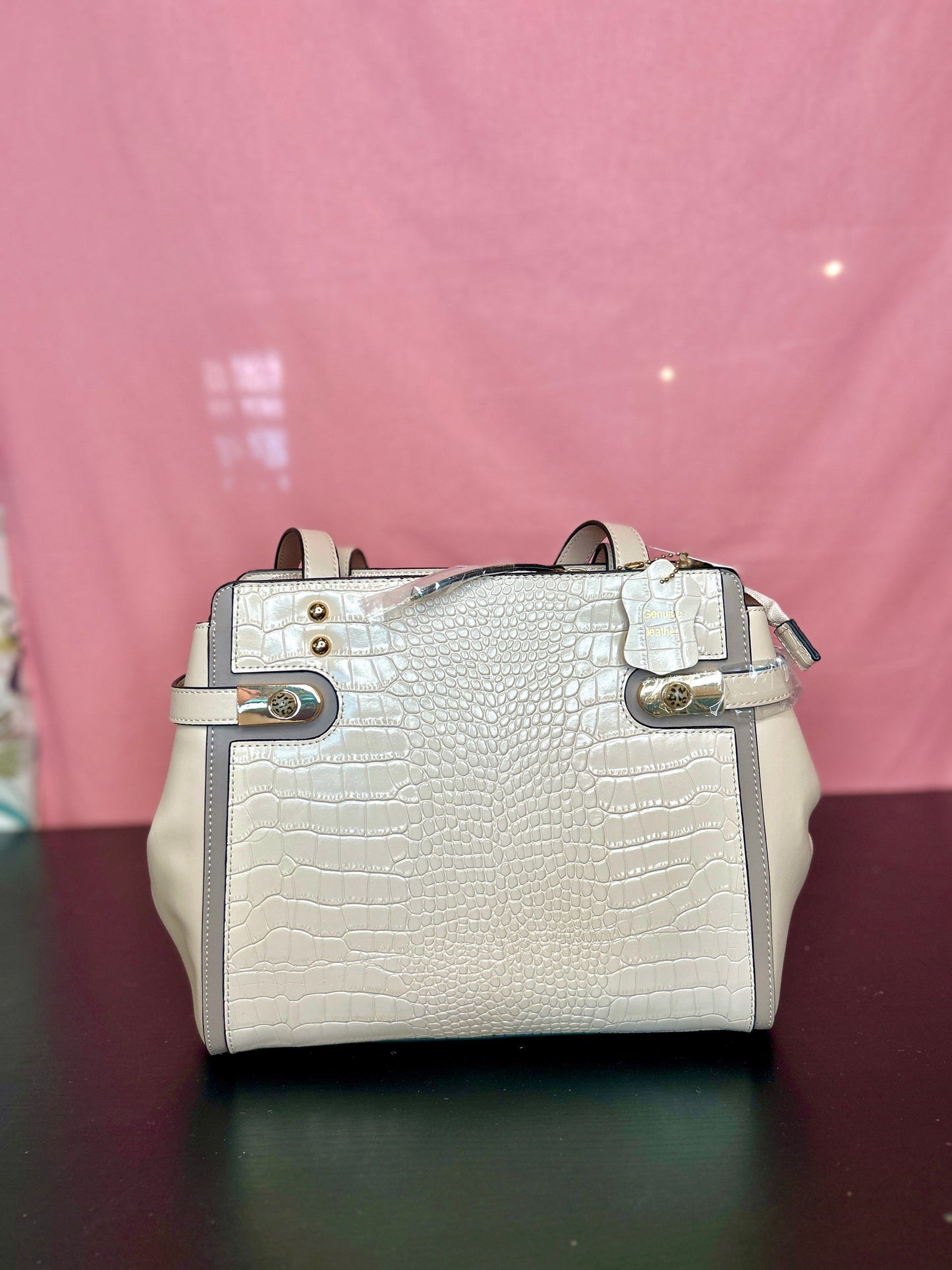 Neutral Genuine Leather Purse