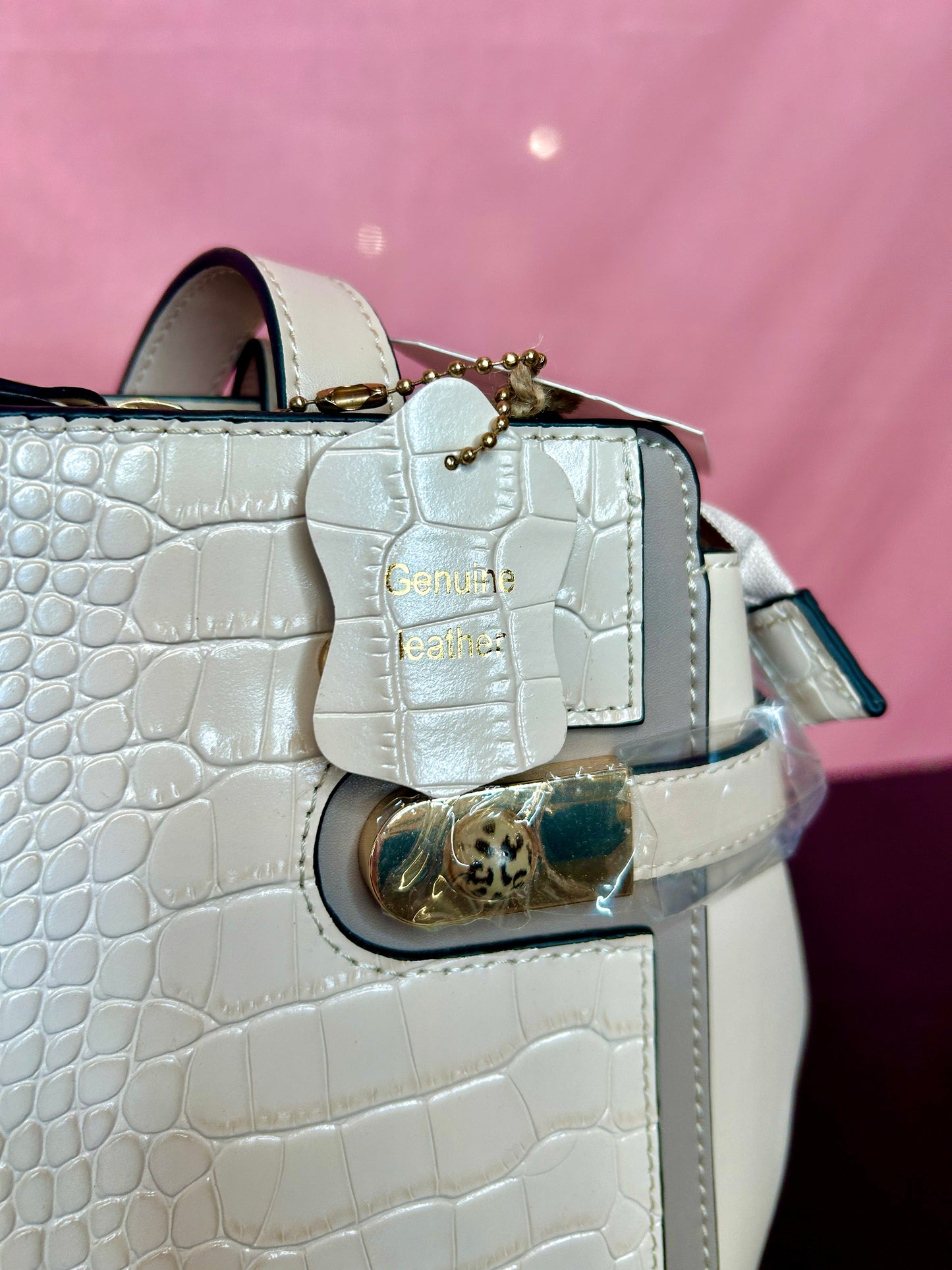 Neutral Genuine Leather Purse