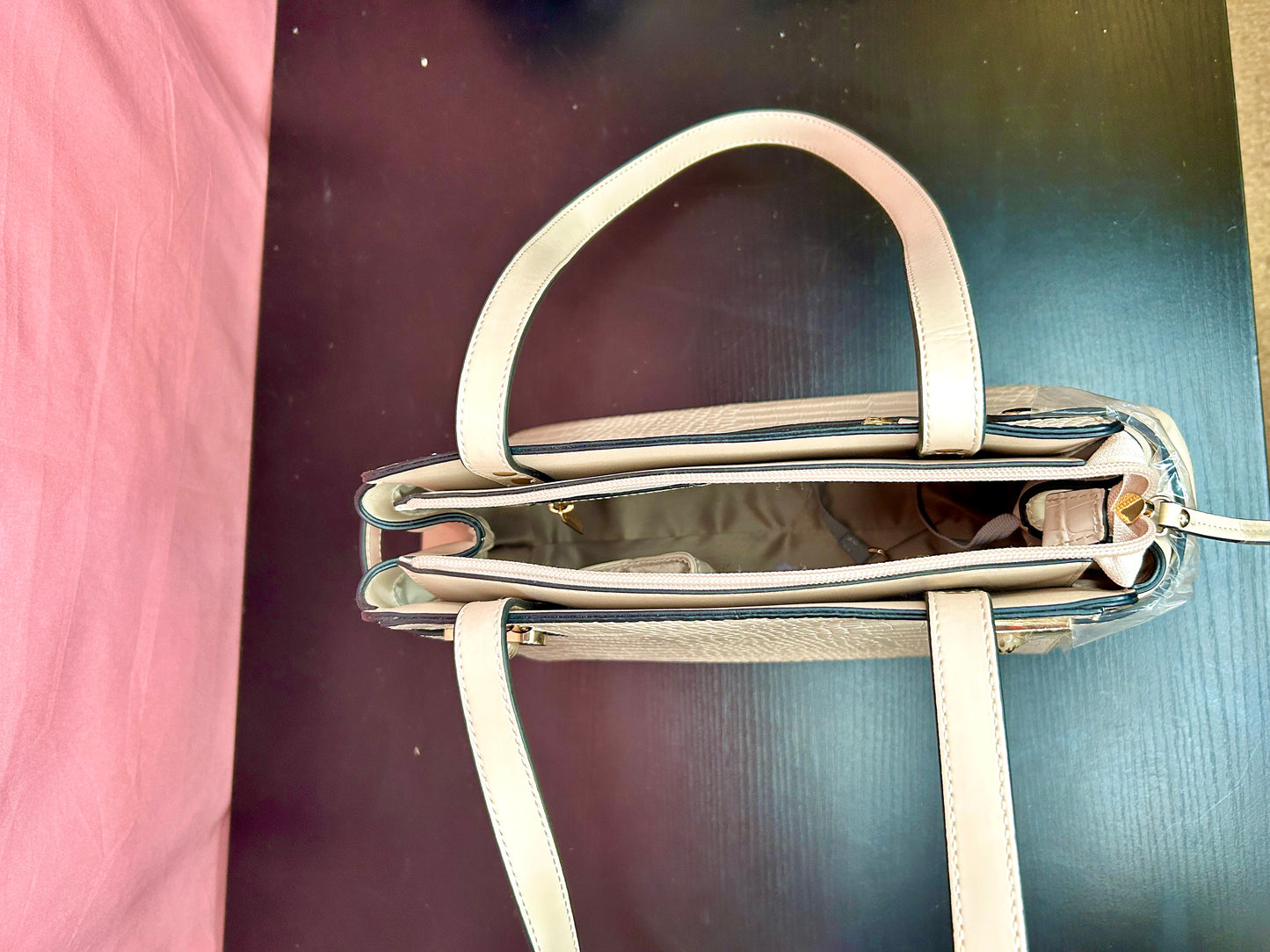 Neutral Genuine Leather Purse
