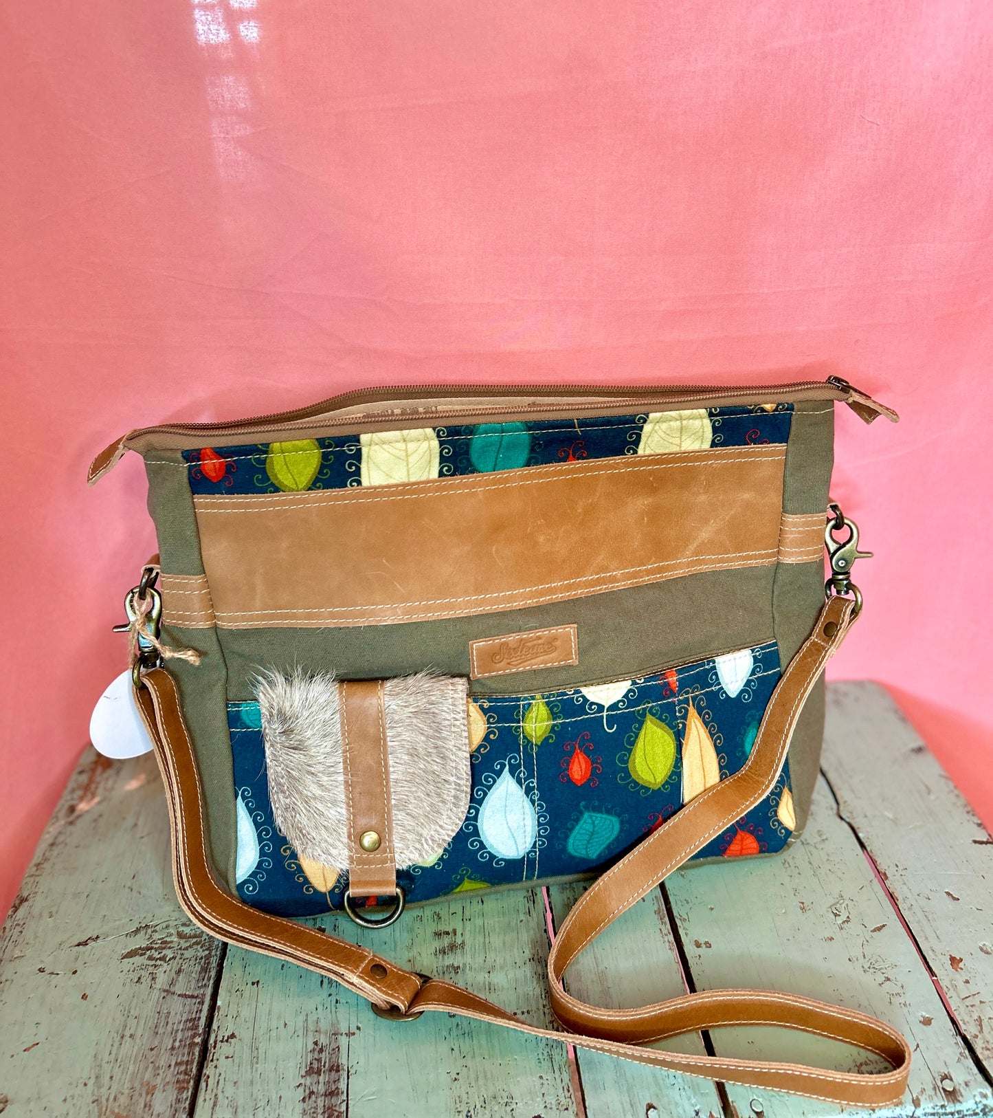 Colorful Leaf Canvas Purse