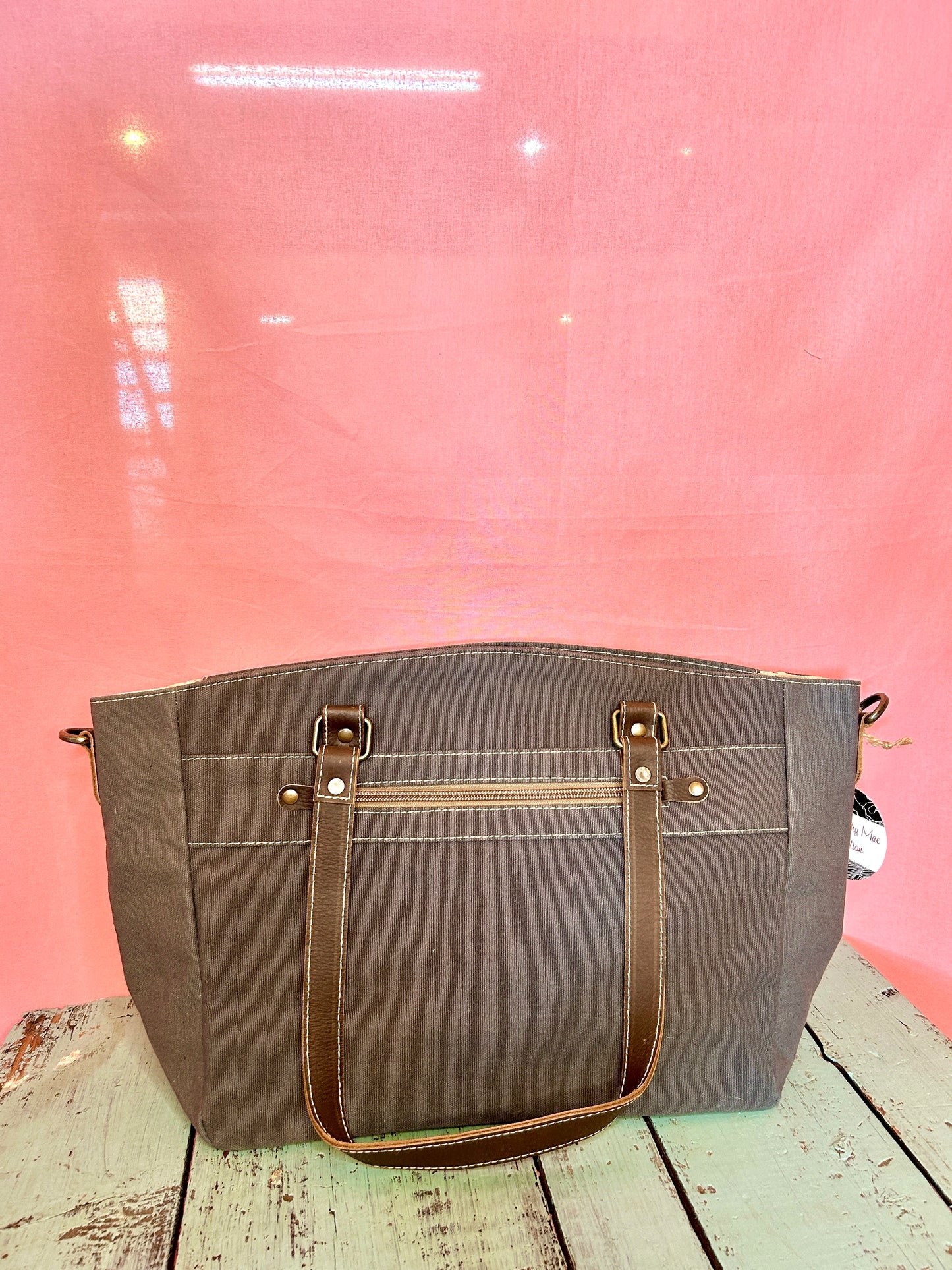 Black Leaf Canvas Purse