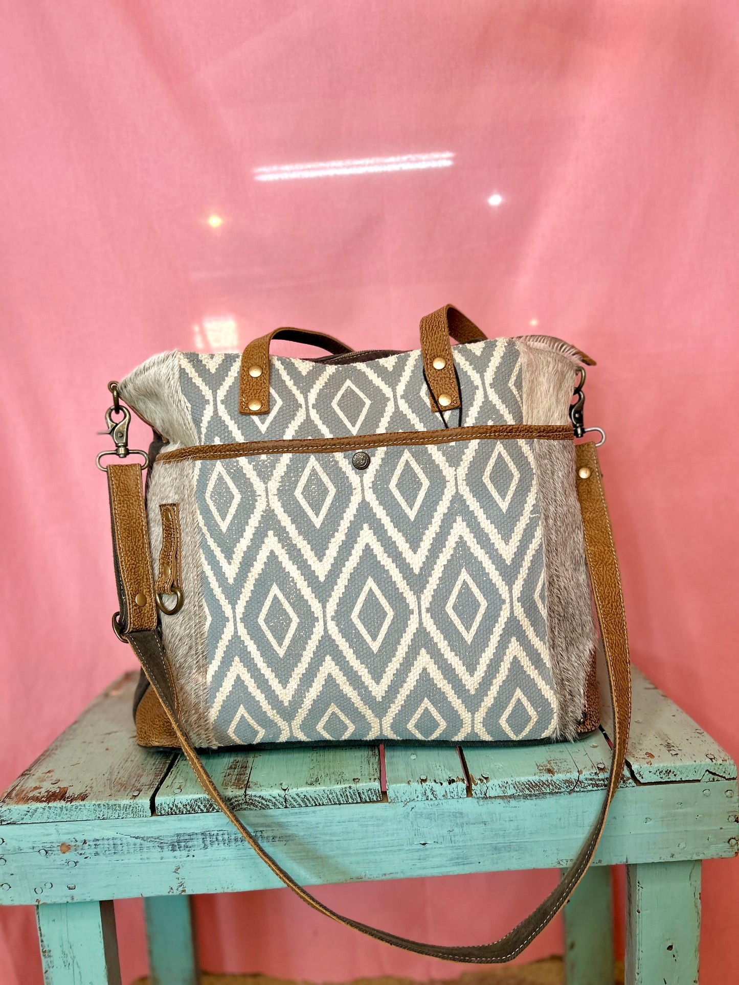 Blue Diamond Cow Hide Purse