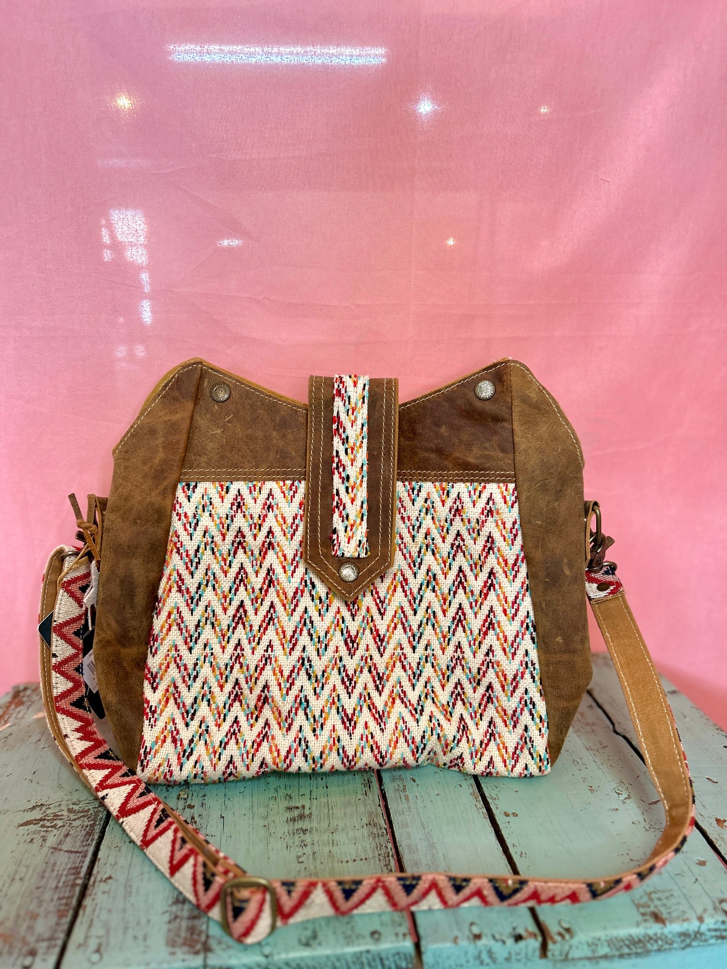 Confetti Chevron Leather Purse