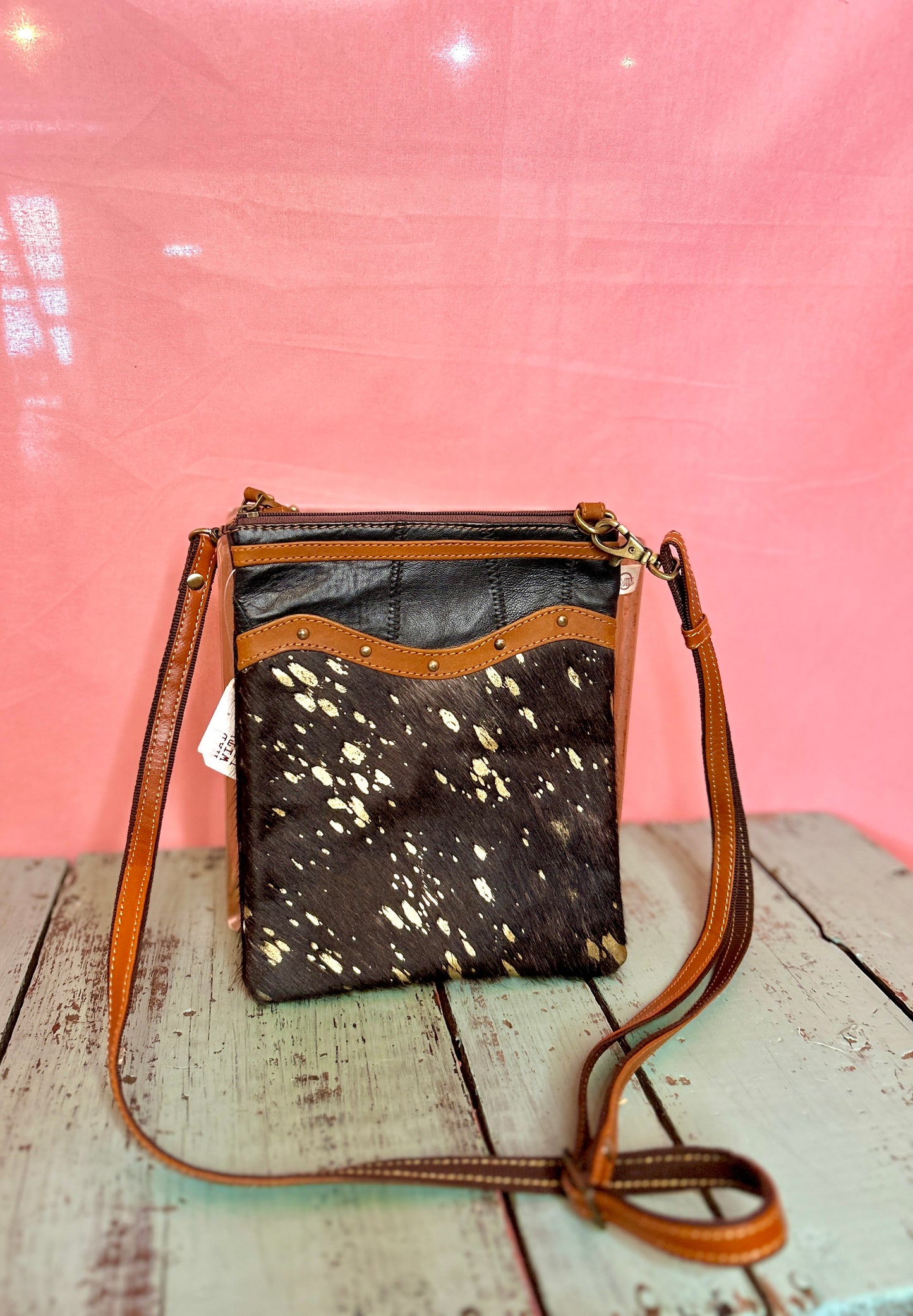 Black Hide Gold Splatter Purse