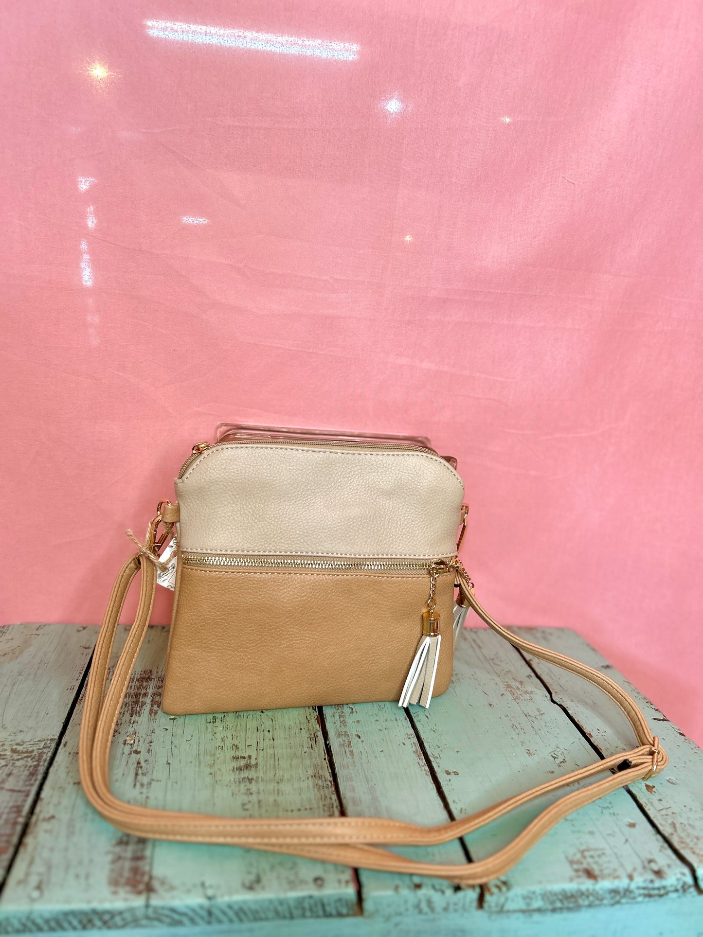 Brown and Tan Split Purse