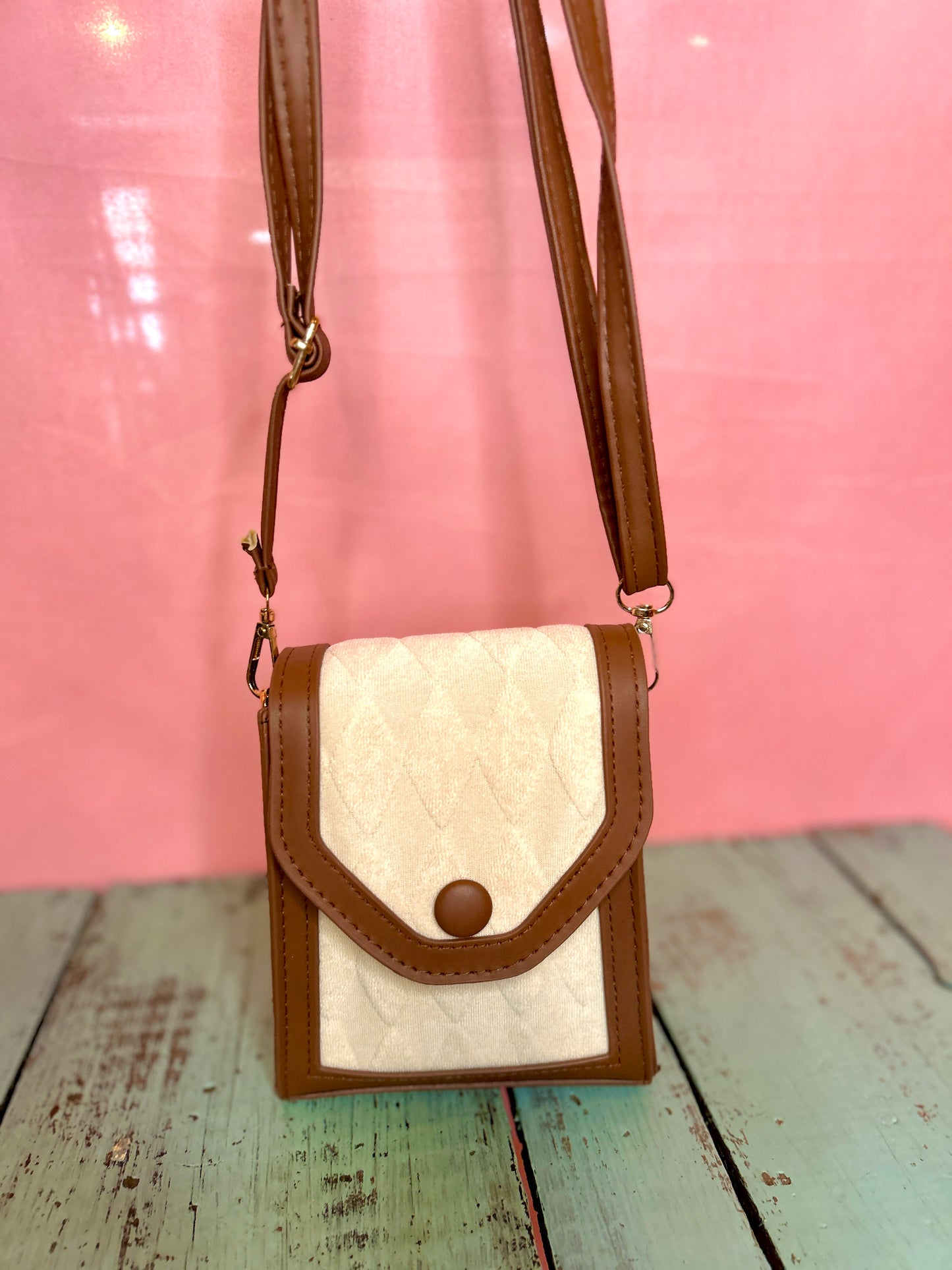 Cream Diamond Mini Purse