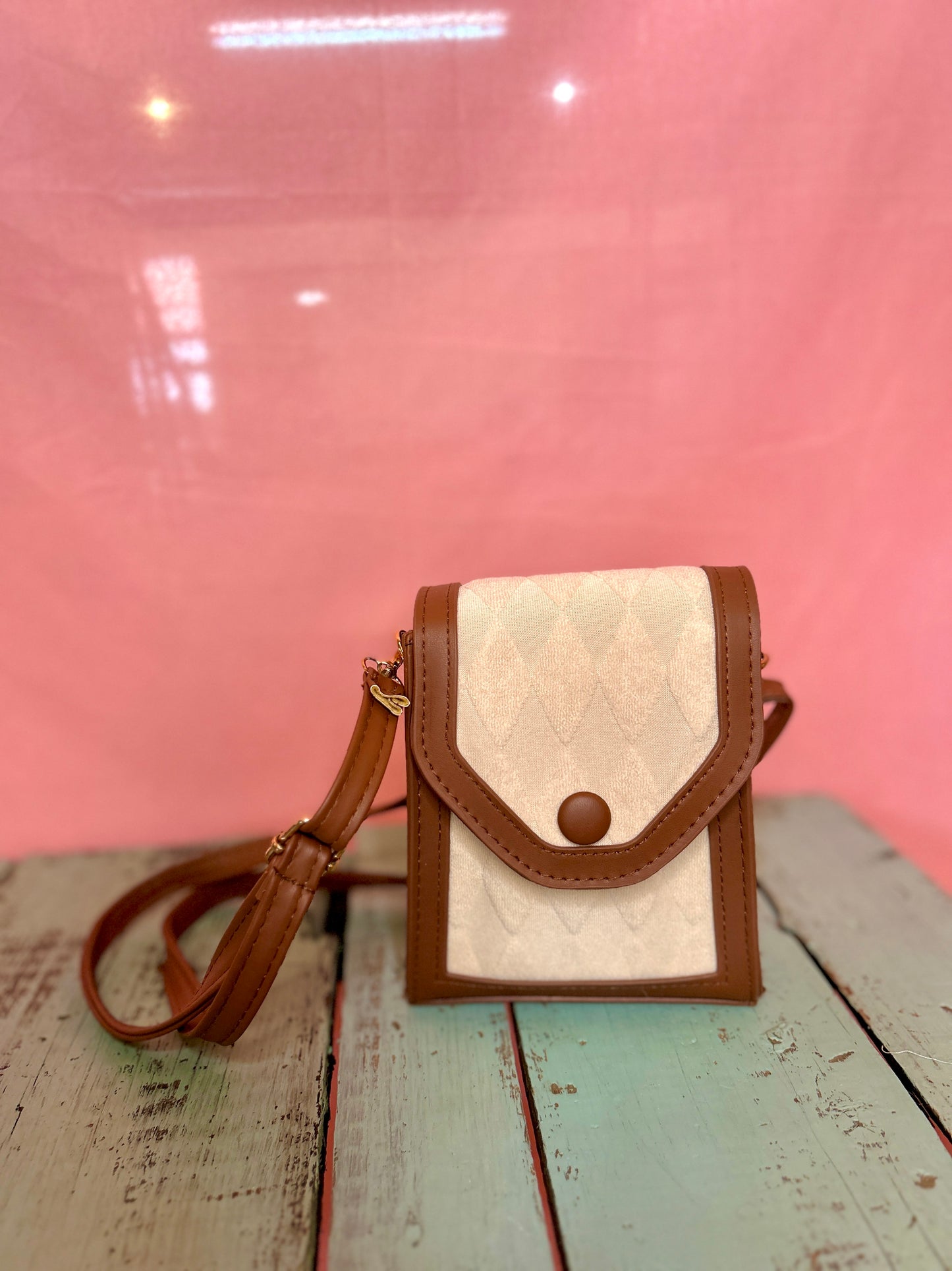 Cream Diamond Mini Purse