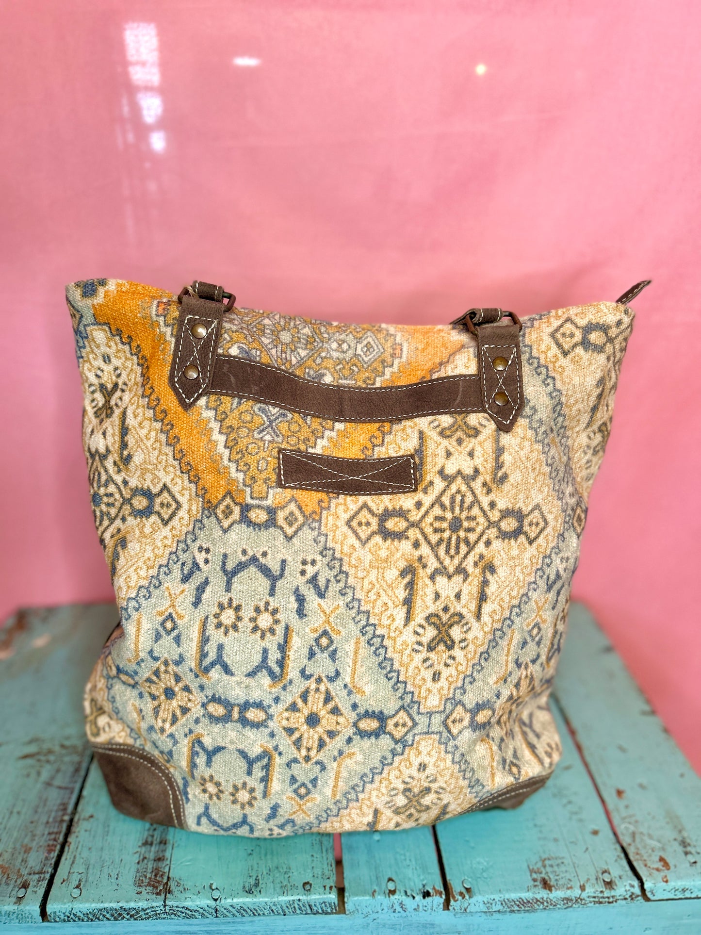 Orange and Blue Patterned Purse