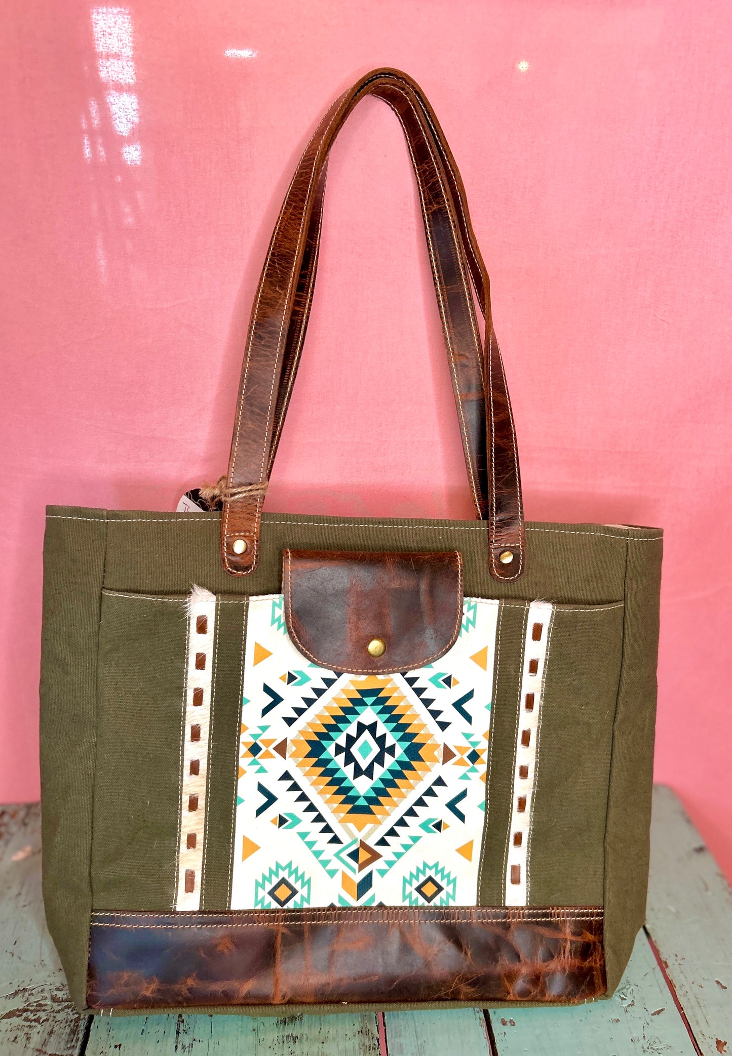Aztec Leather Pocket Purse
