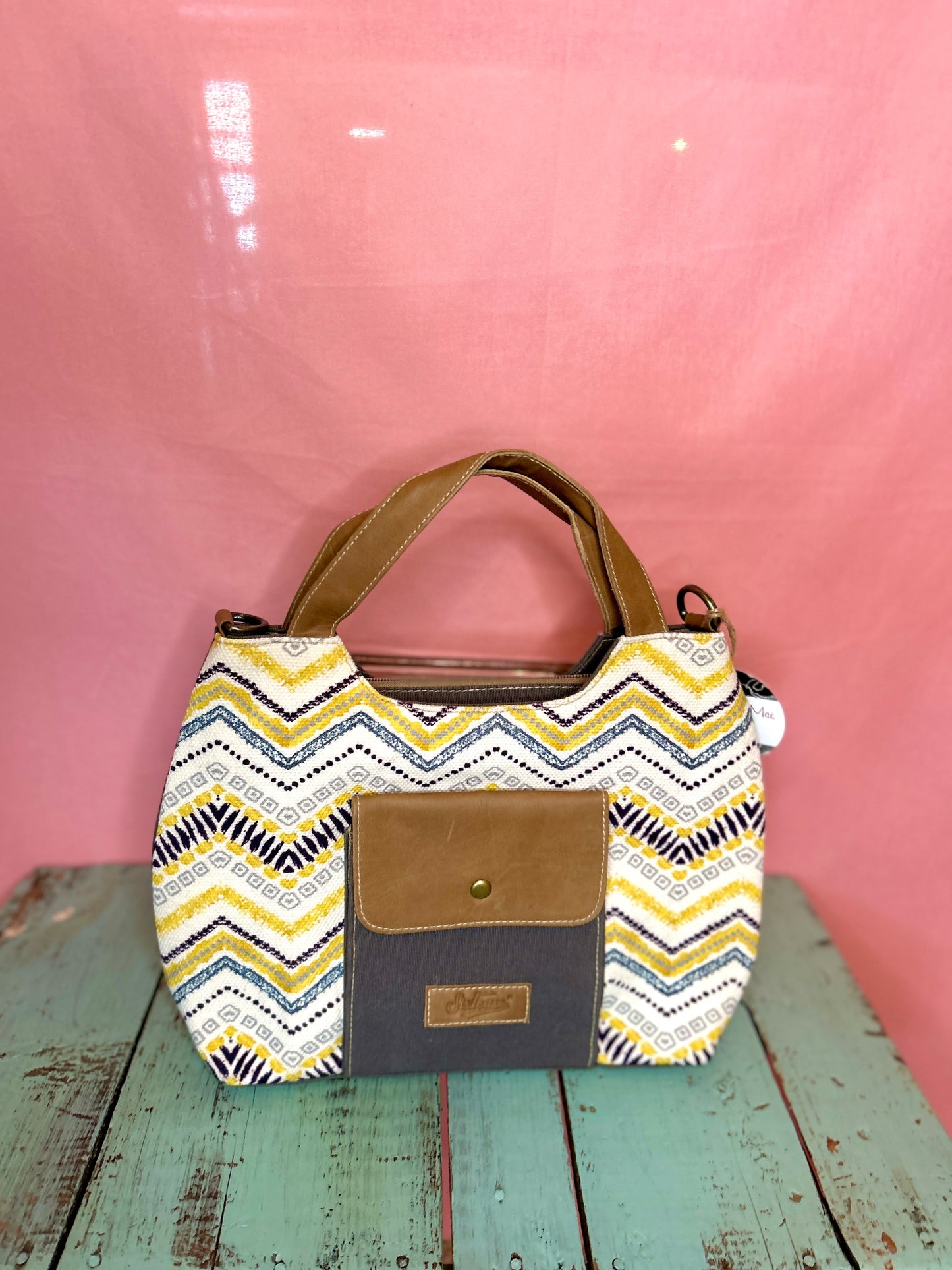 Purple and Yellow Chevron Purse