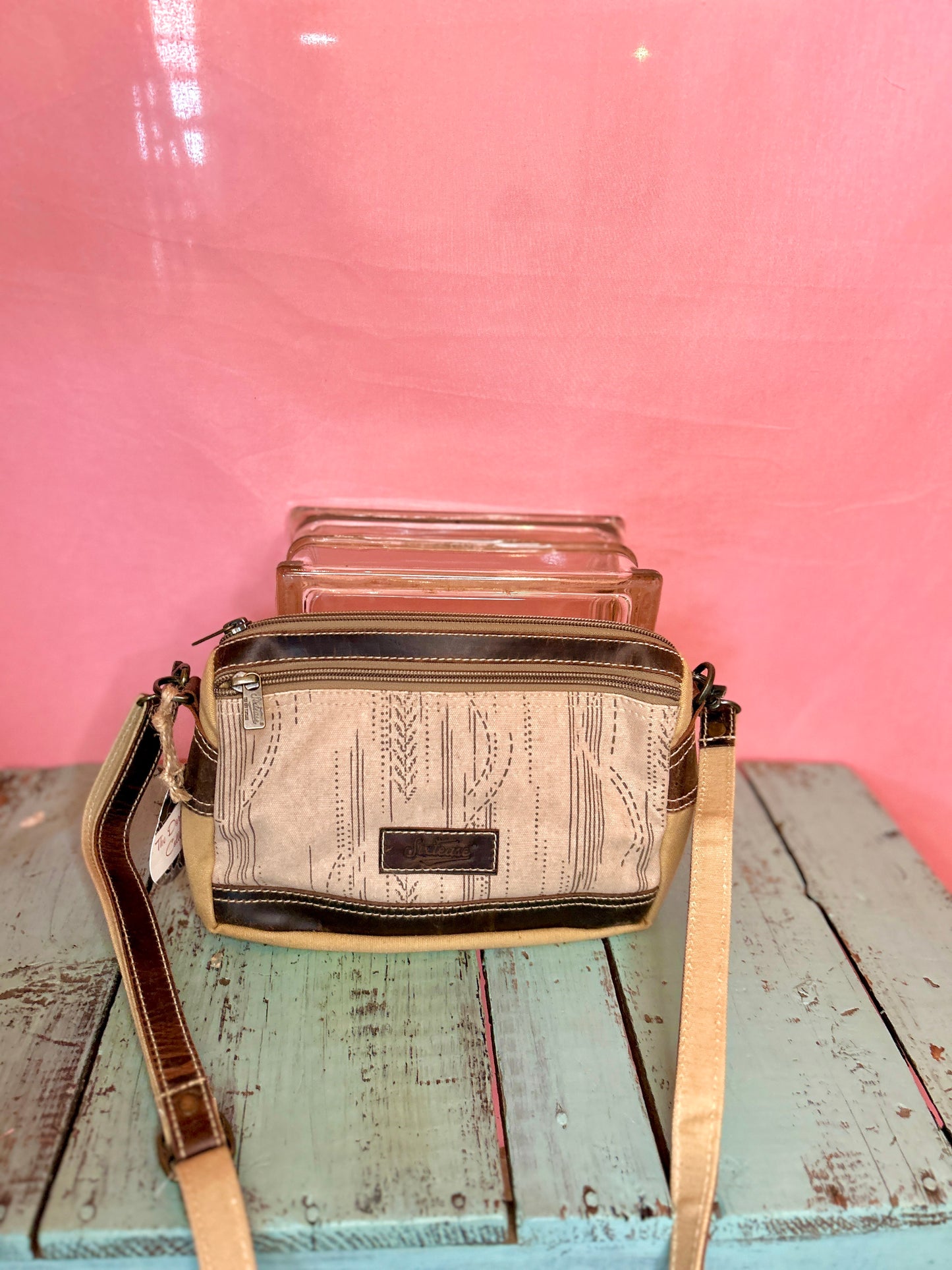 Black Leaf Canvas Purse