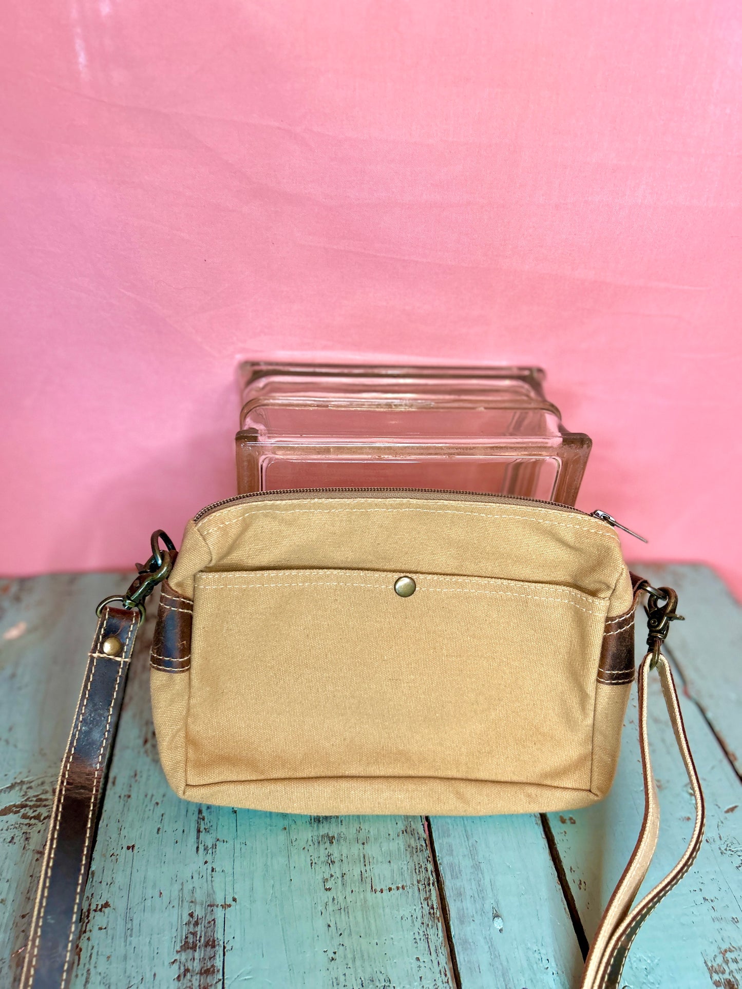 Black Leaf Canvas Purse