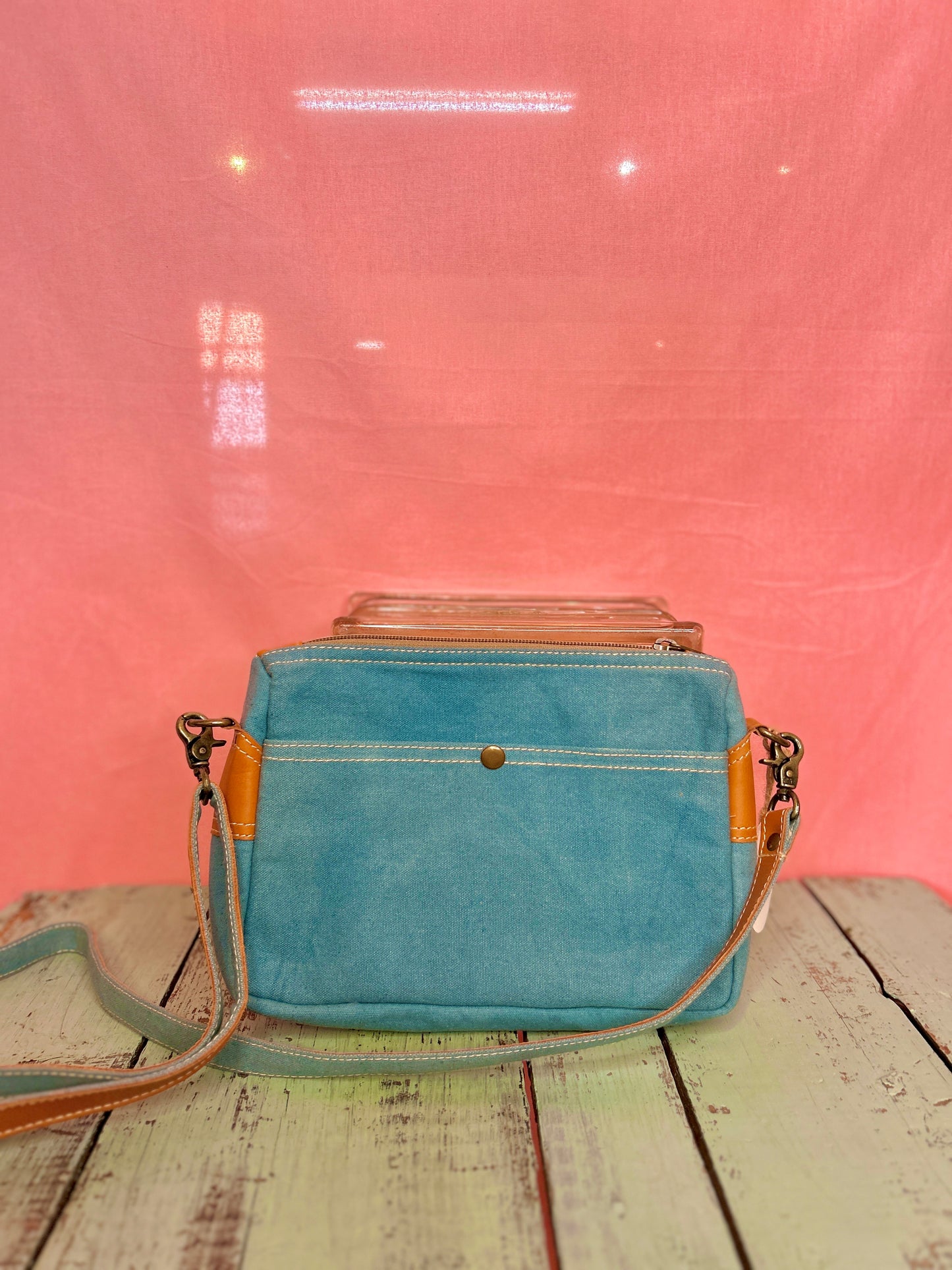 Blue Canvas Leather Purse