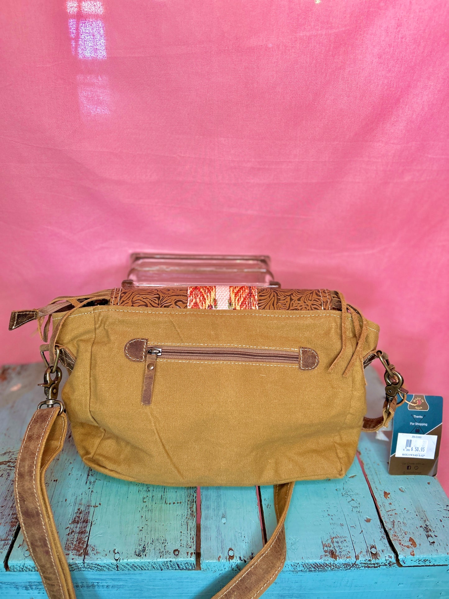 Pink Leather Frilled Purse