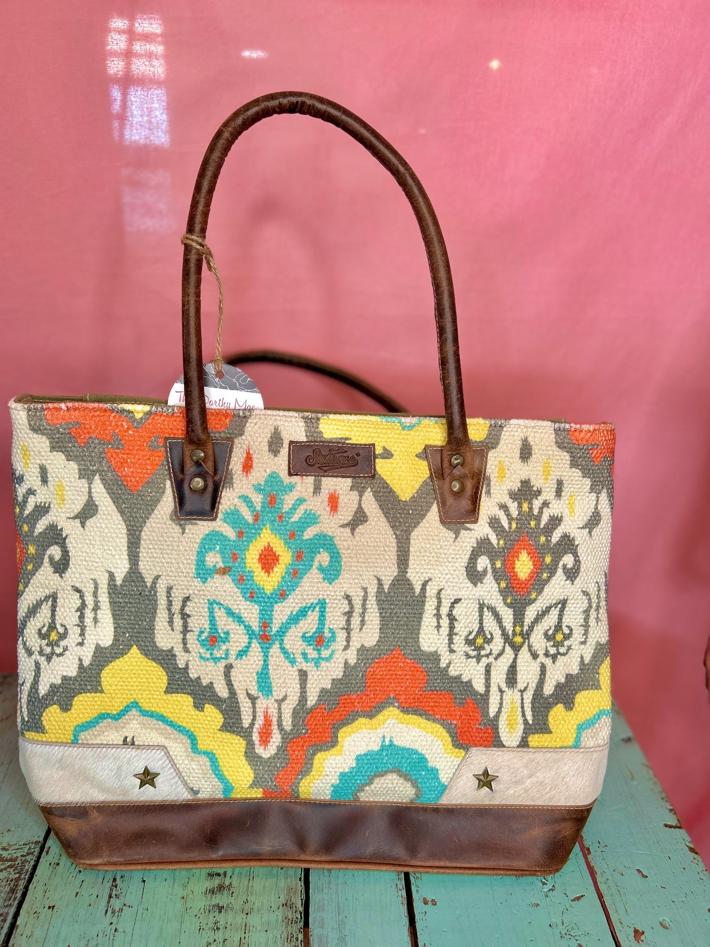 Green Canvas Multicolor Purse
