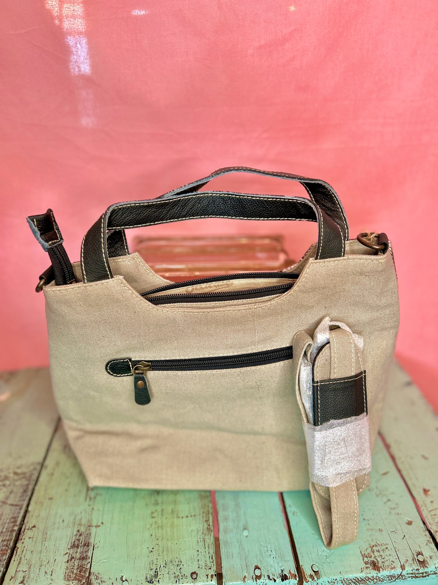 Black and Grey Bull Purse Small