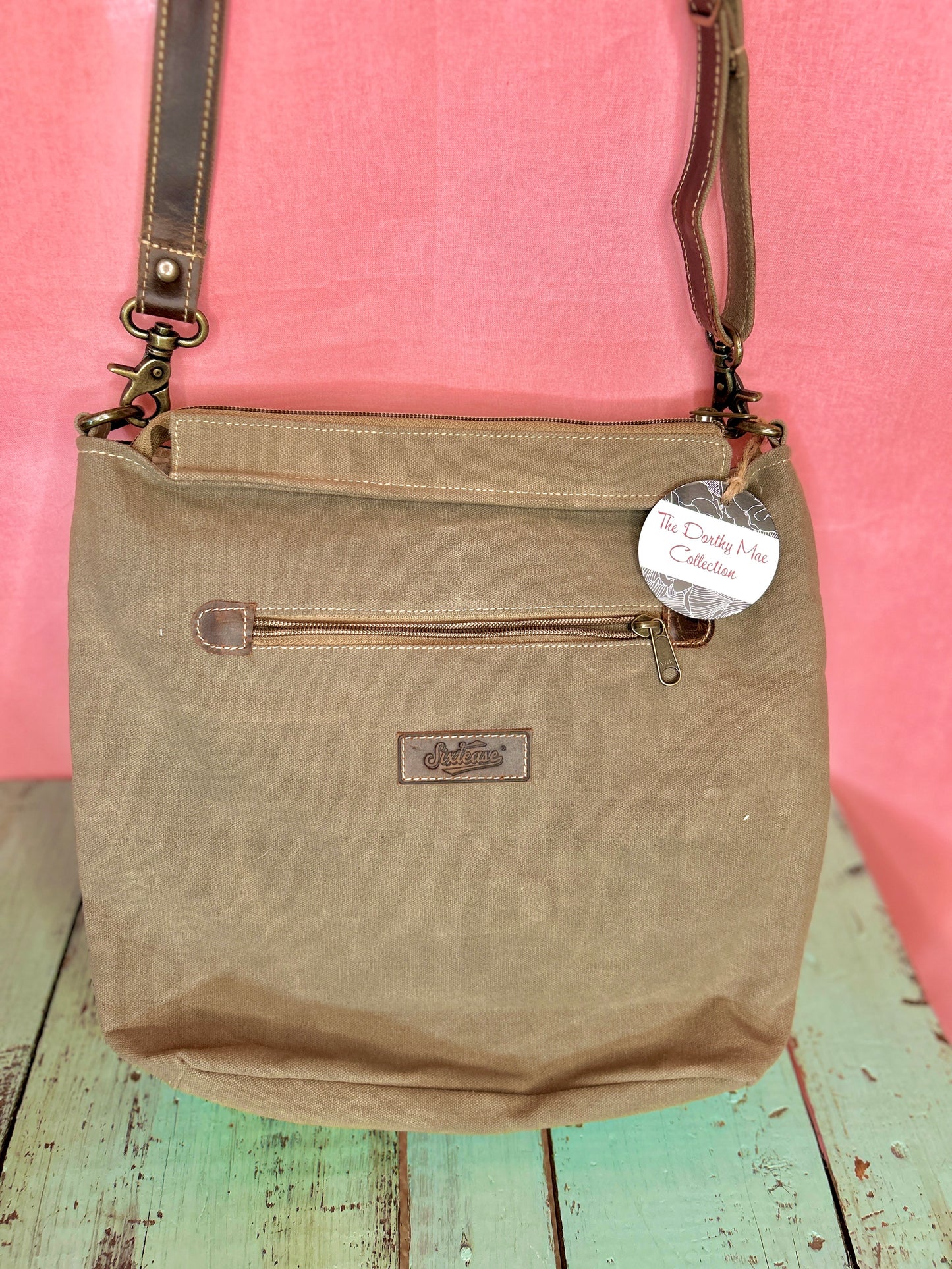 Yellow and Brown Floral Hide Purse