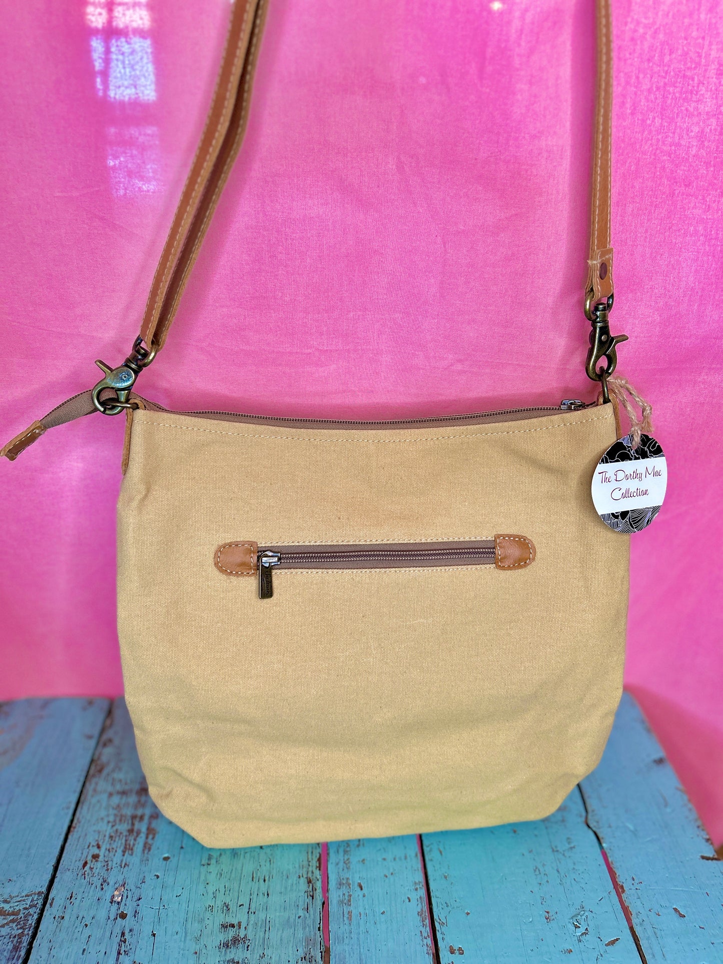 Teal and Tan Floral Purse