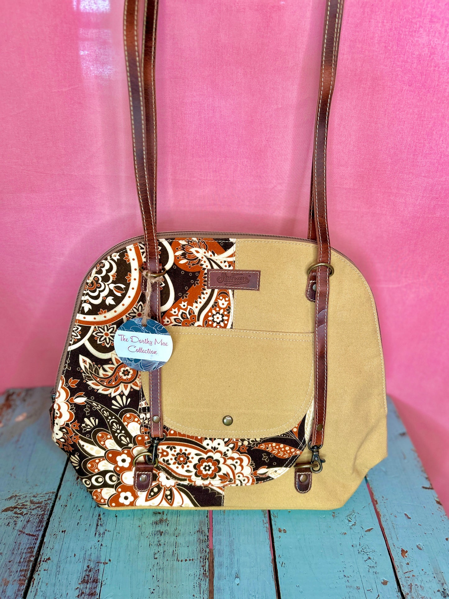 Orange and Brown Floral Purse