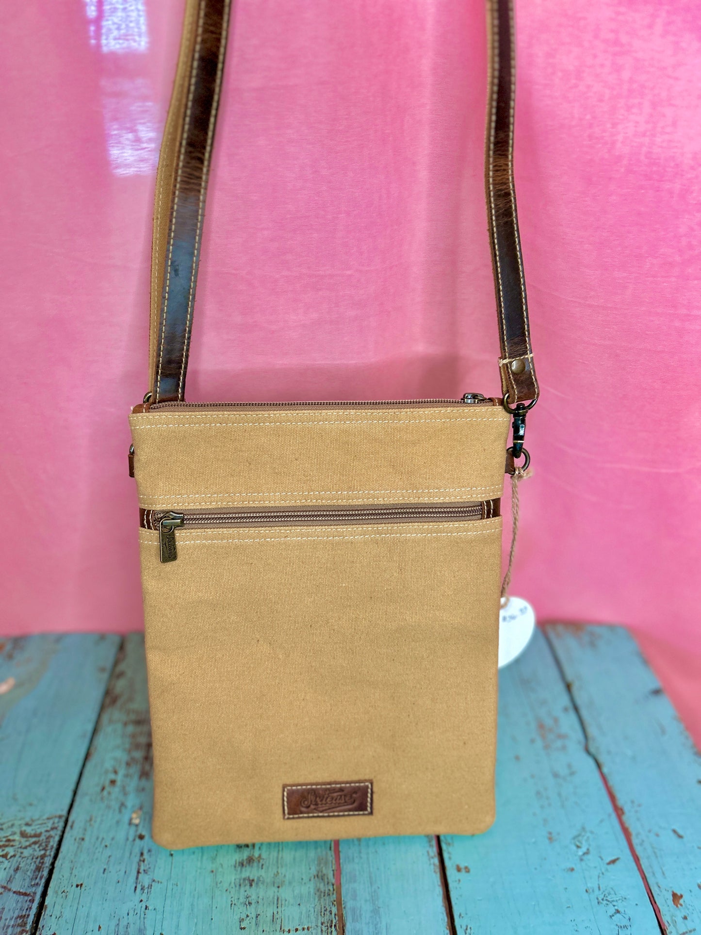 Leather Top Cream Pattern Purse