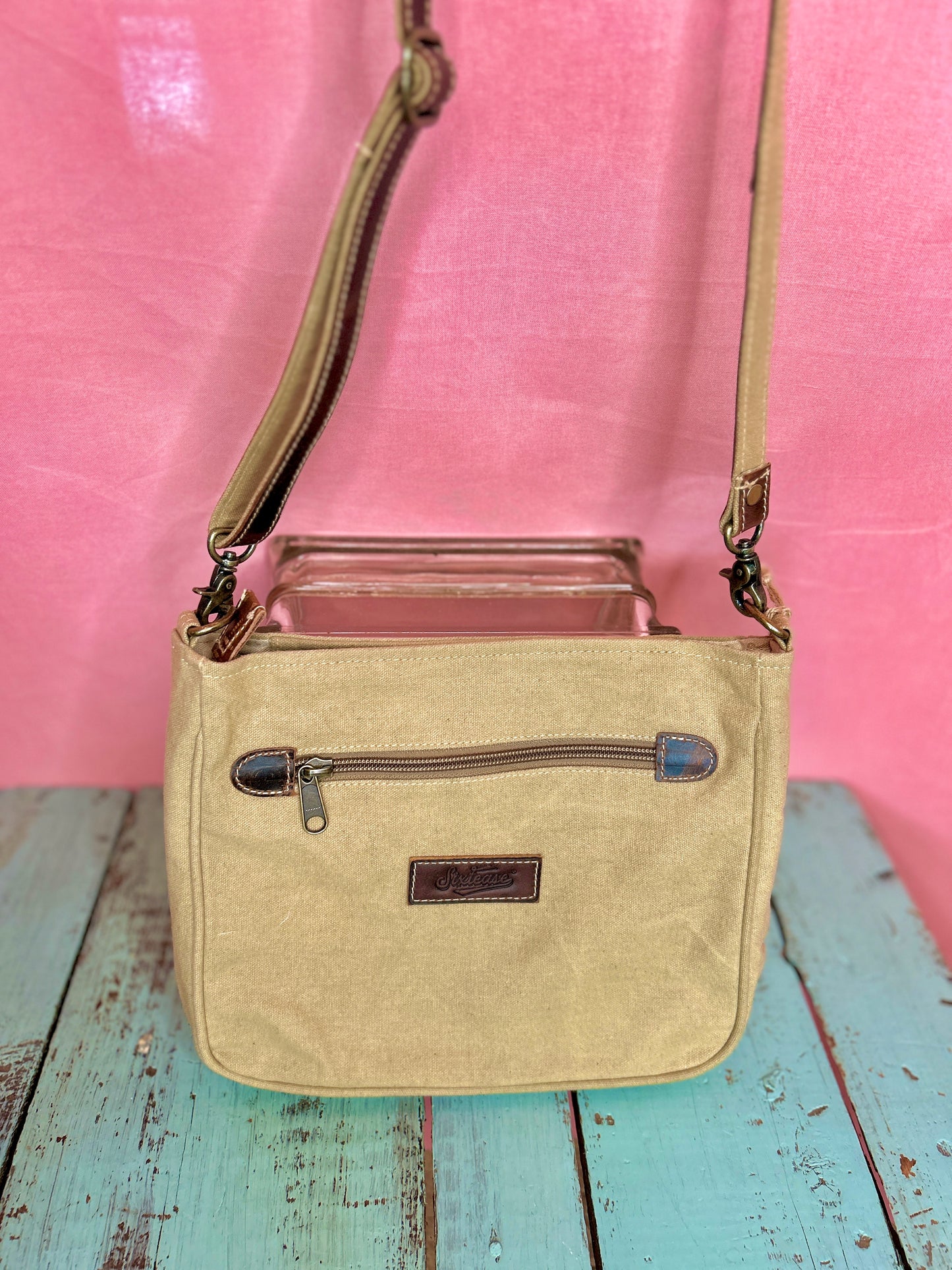 Sky Blue and Tan Purse