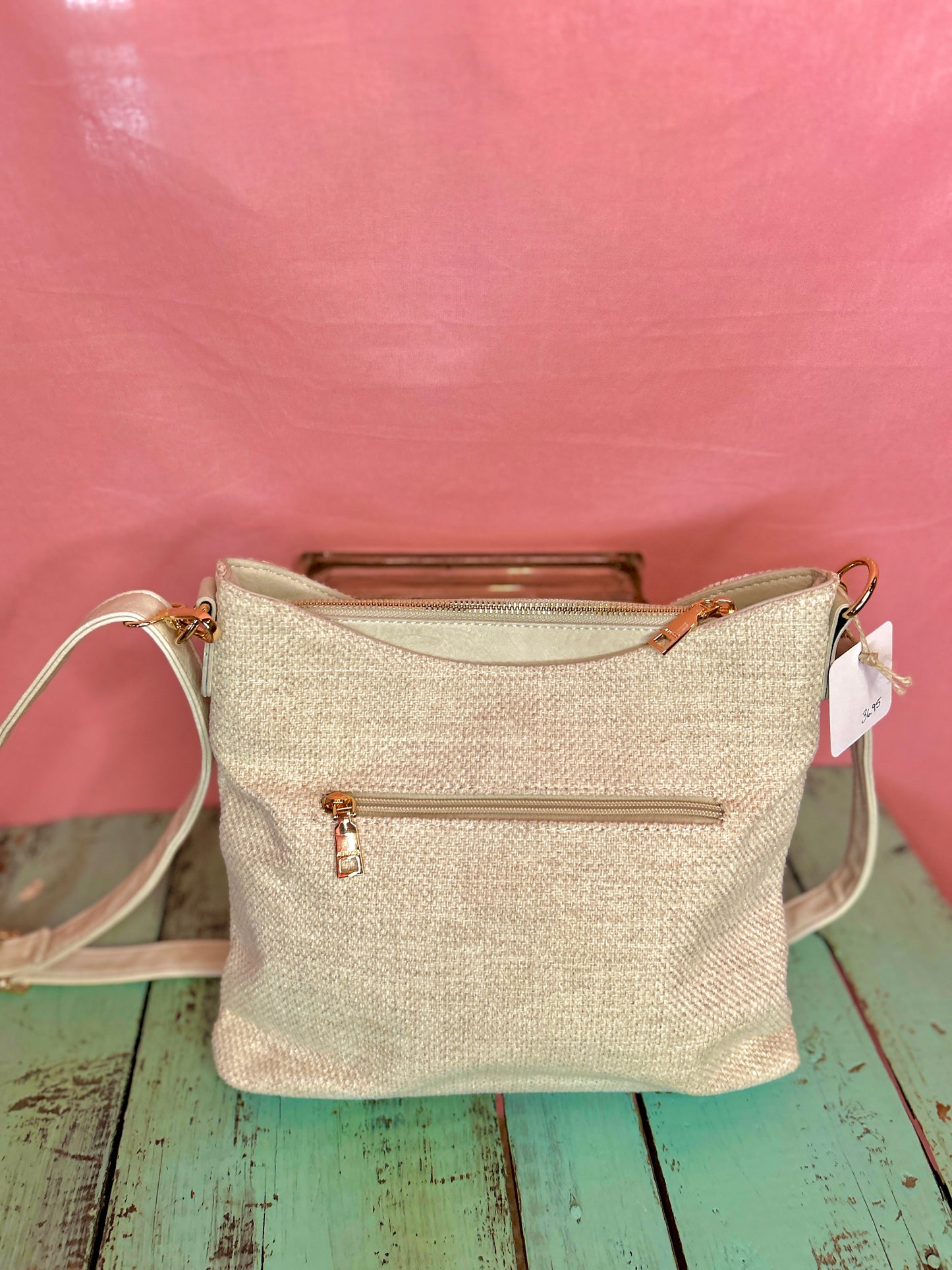 White Colorful Striped Purse