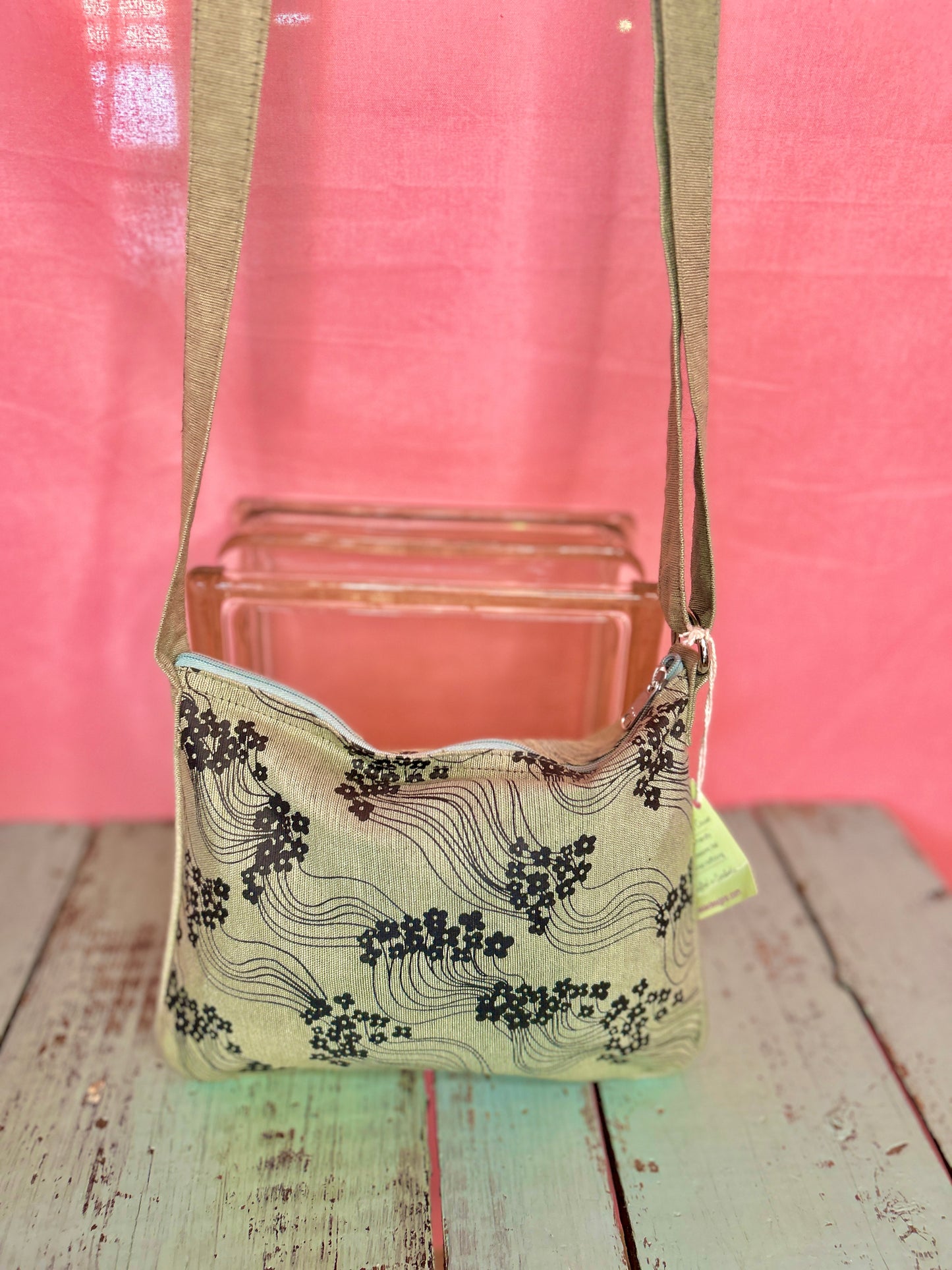 Green and Navy Floral Purse
