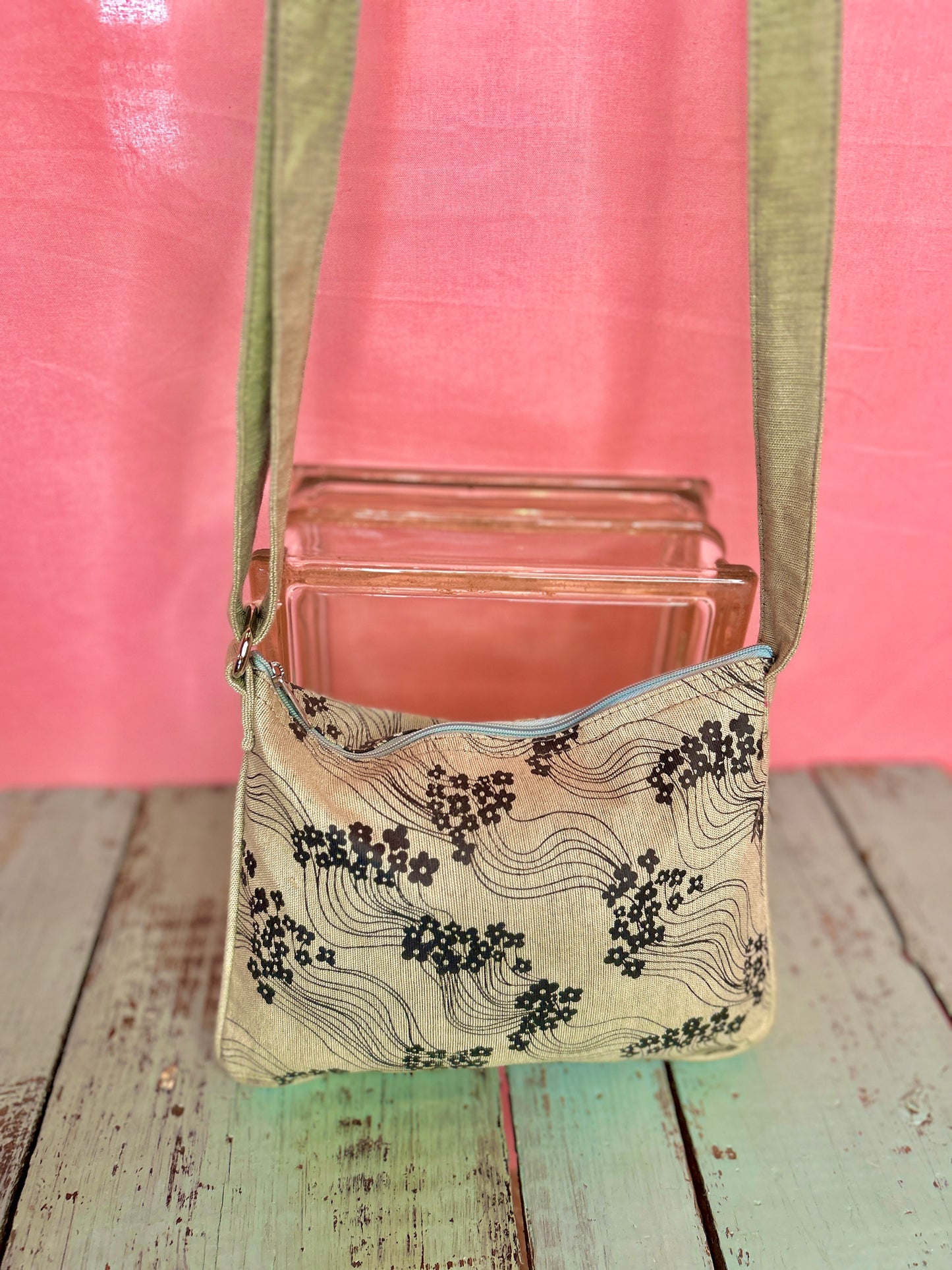 Green and Navy Floral Purse