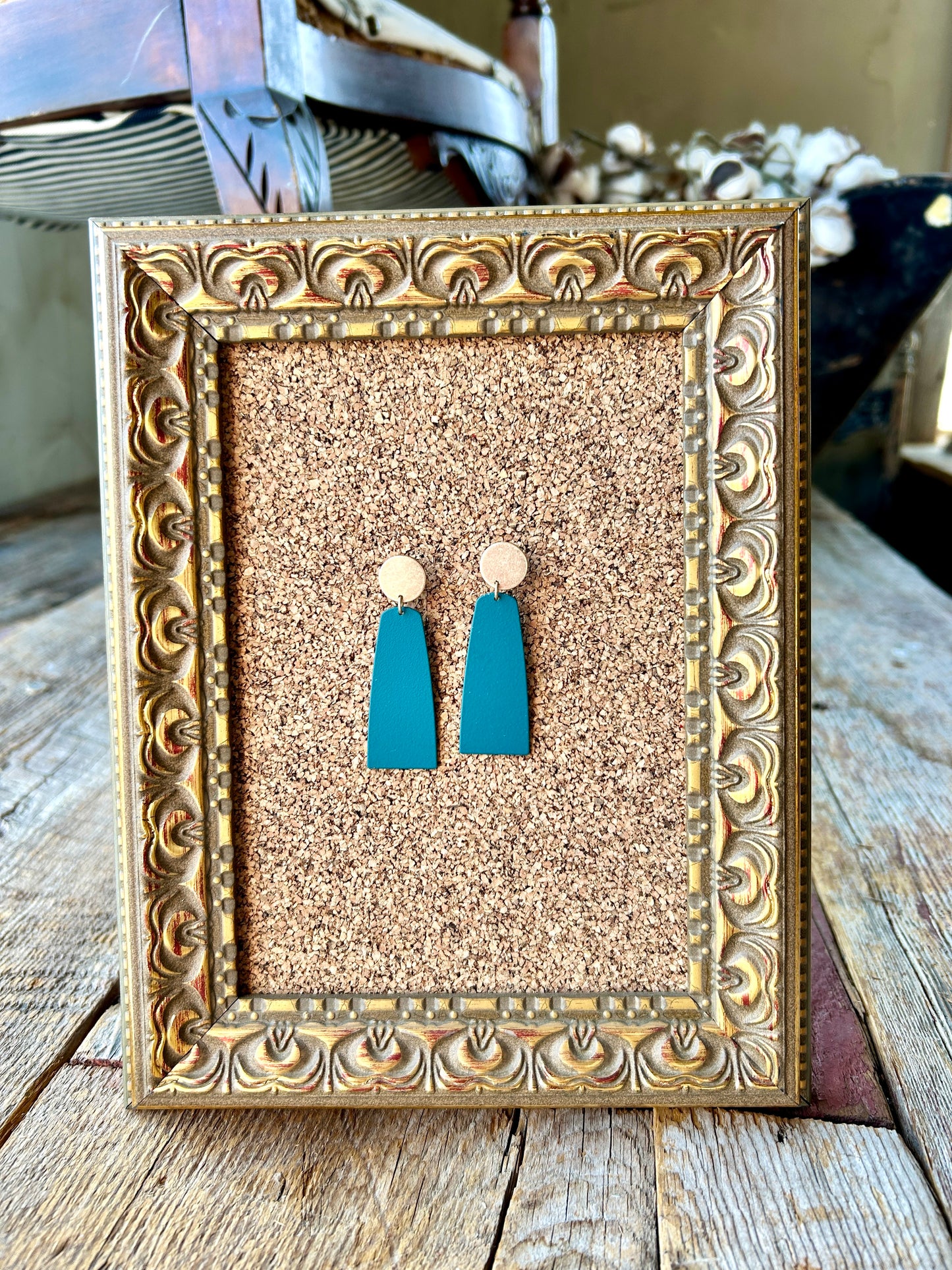 Teal and Gold Earrings