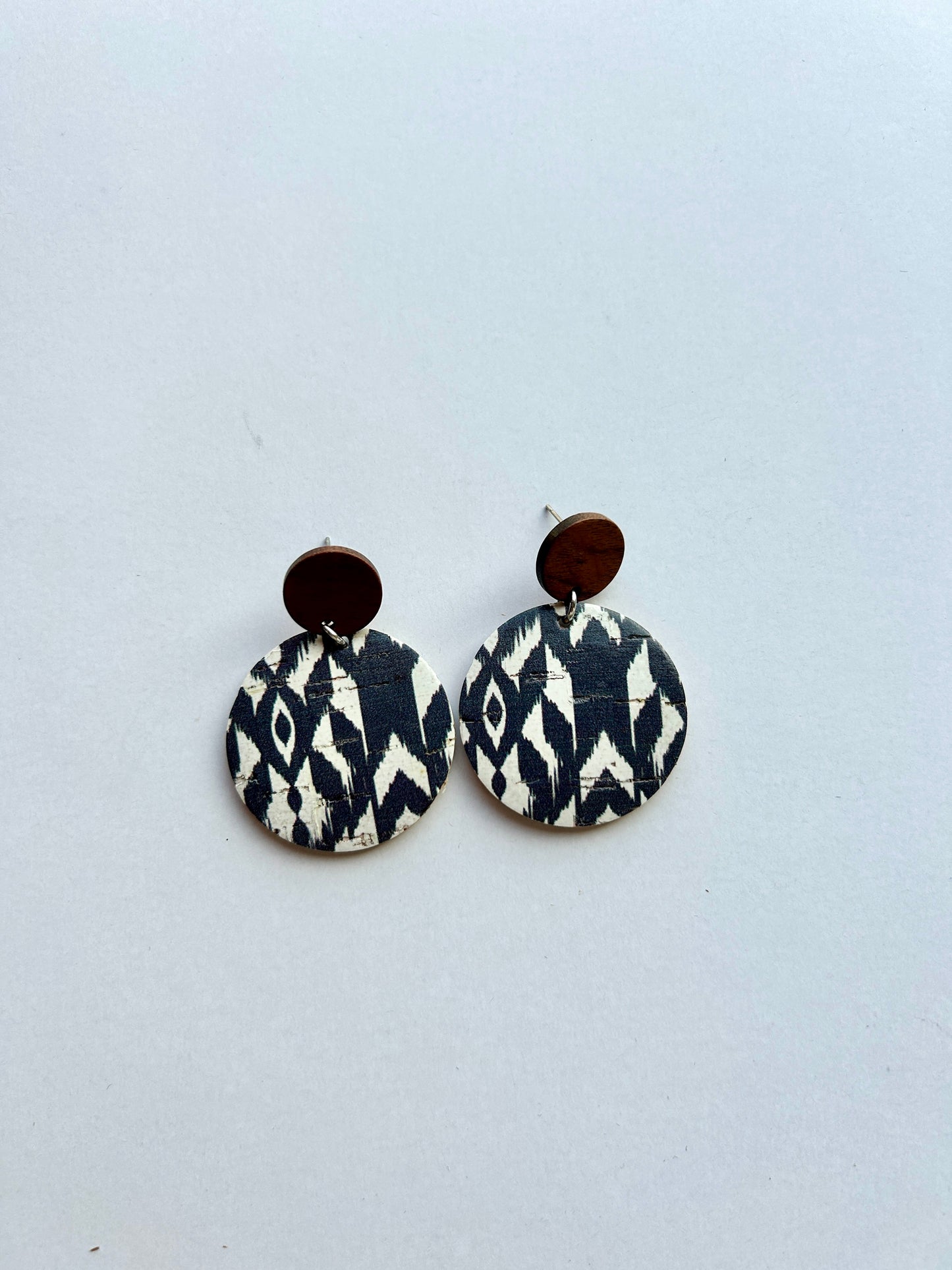 Navy Blue and White Earrings