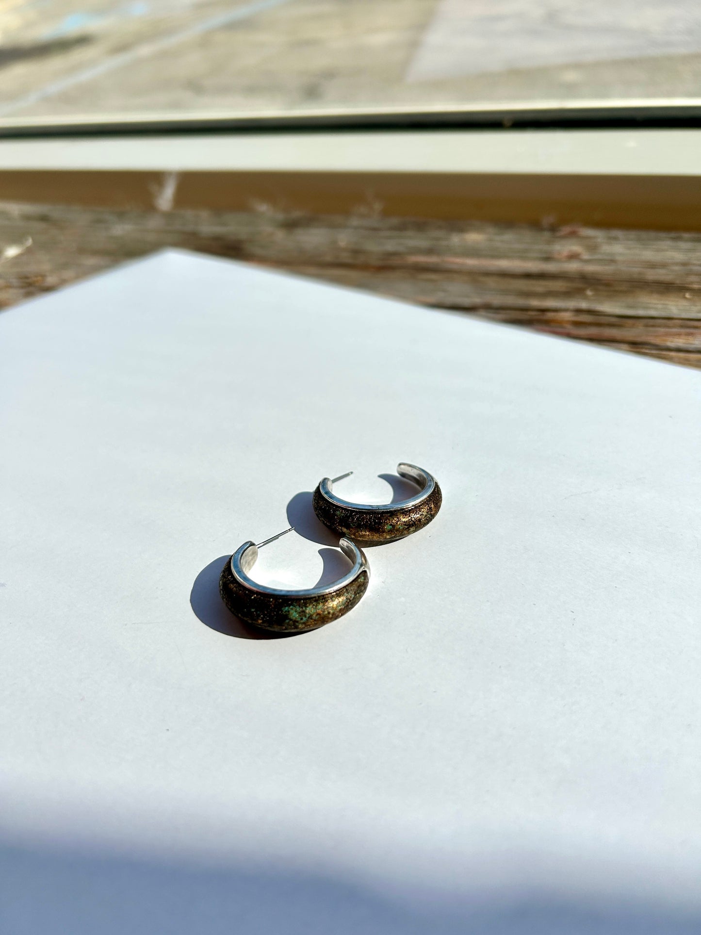 Silver Reflective Hoop Earrings