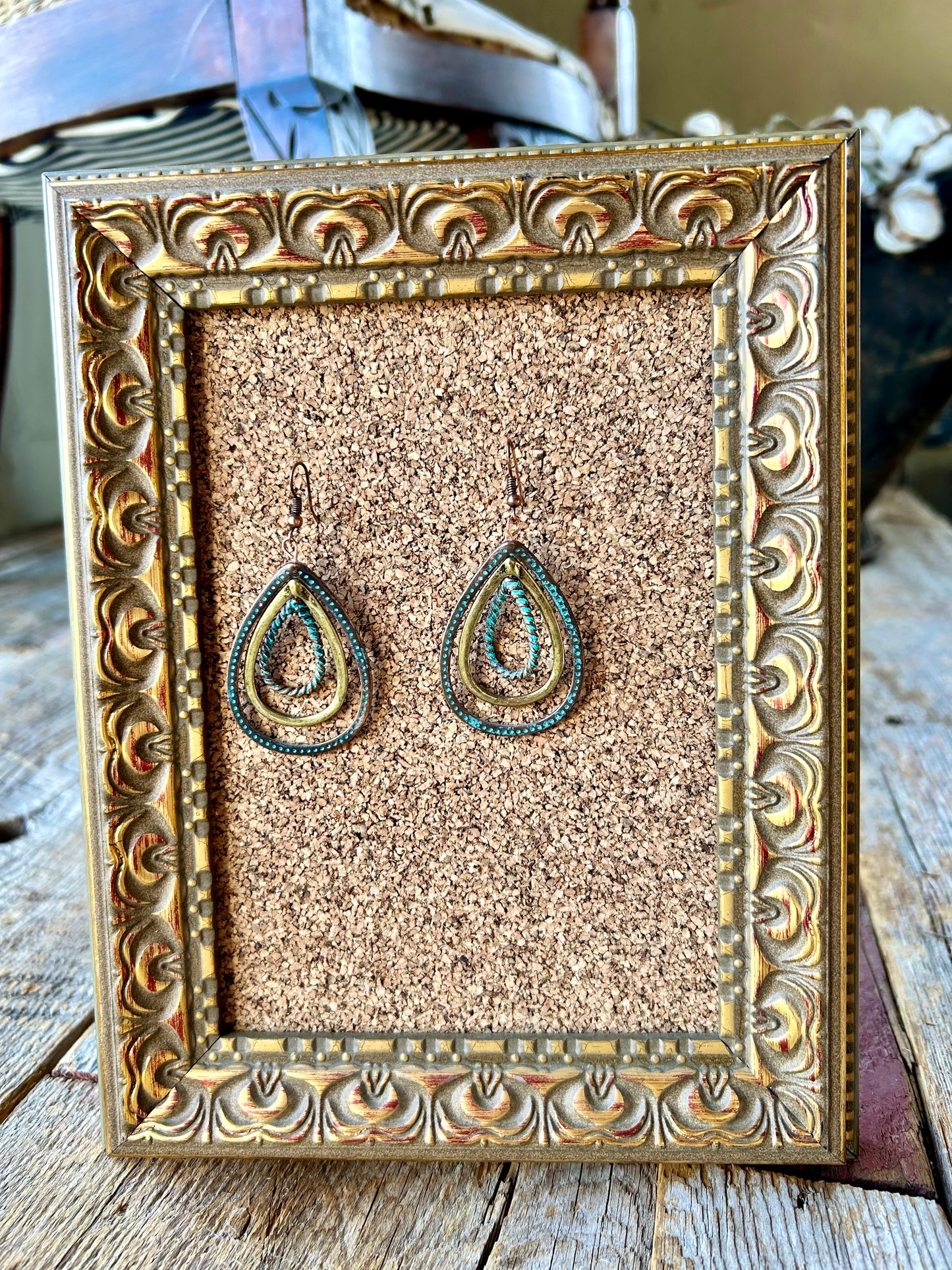 Turquoise and Gold Teardrop Earrings