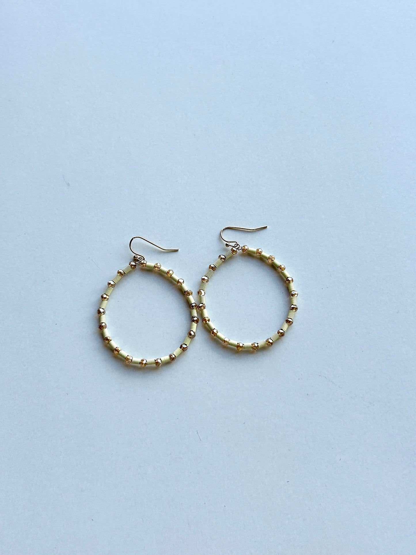 White Beaded Hoops