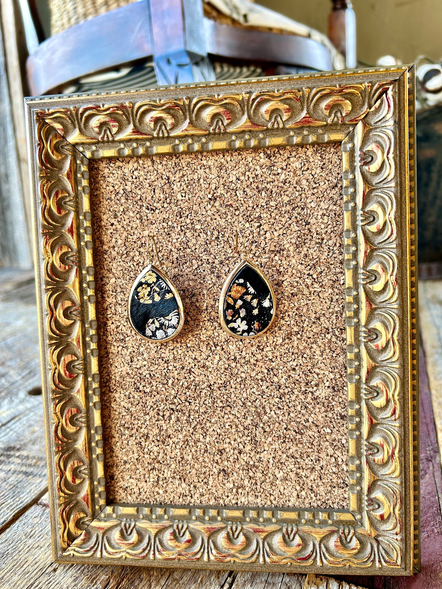 Orange and Yellow Floral Teardrop Earrings